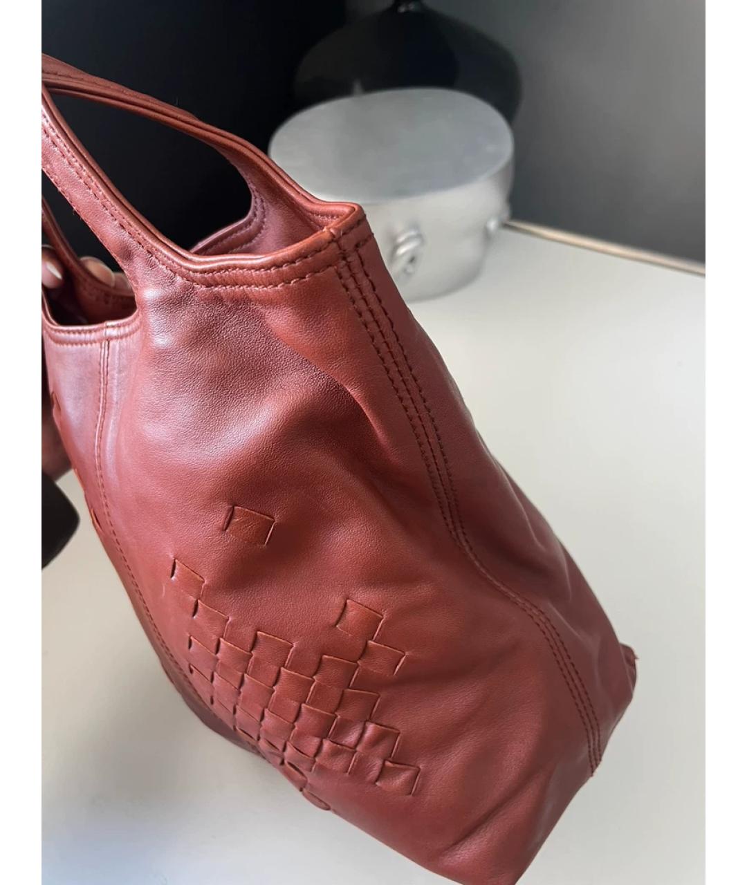 BOTTEGA VENETA Оранжевая льняная сумка с короткими ручками, фото 7