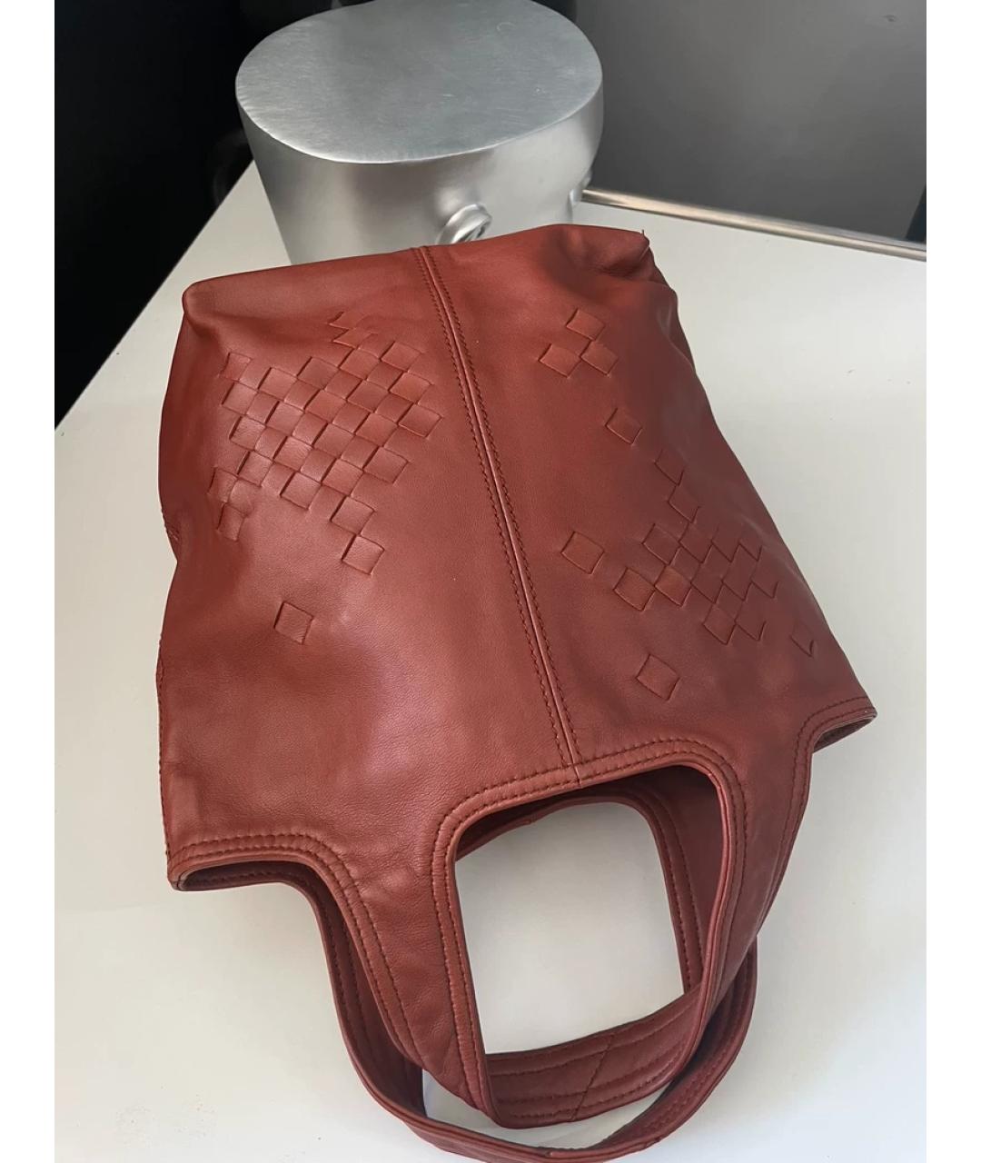 BOTTEGA VENETA Оранжевая льняная сумка с короткими ручками, фото 6