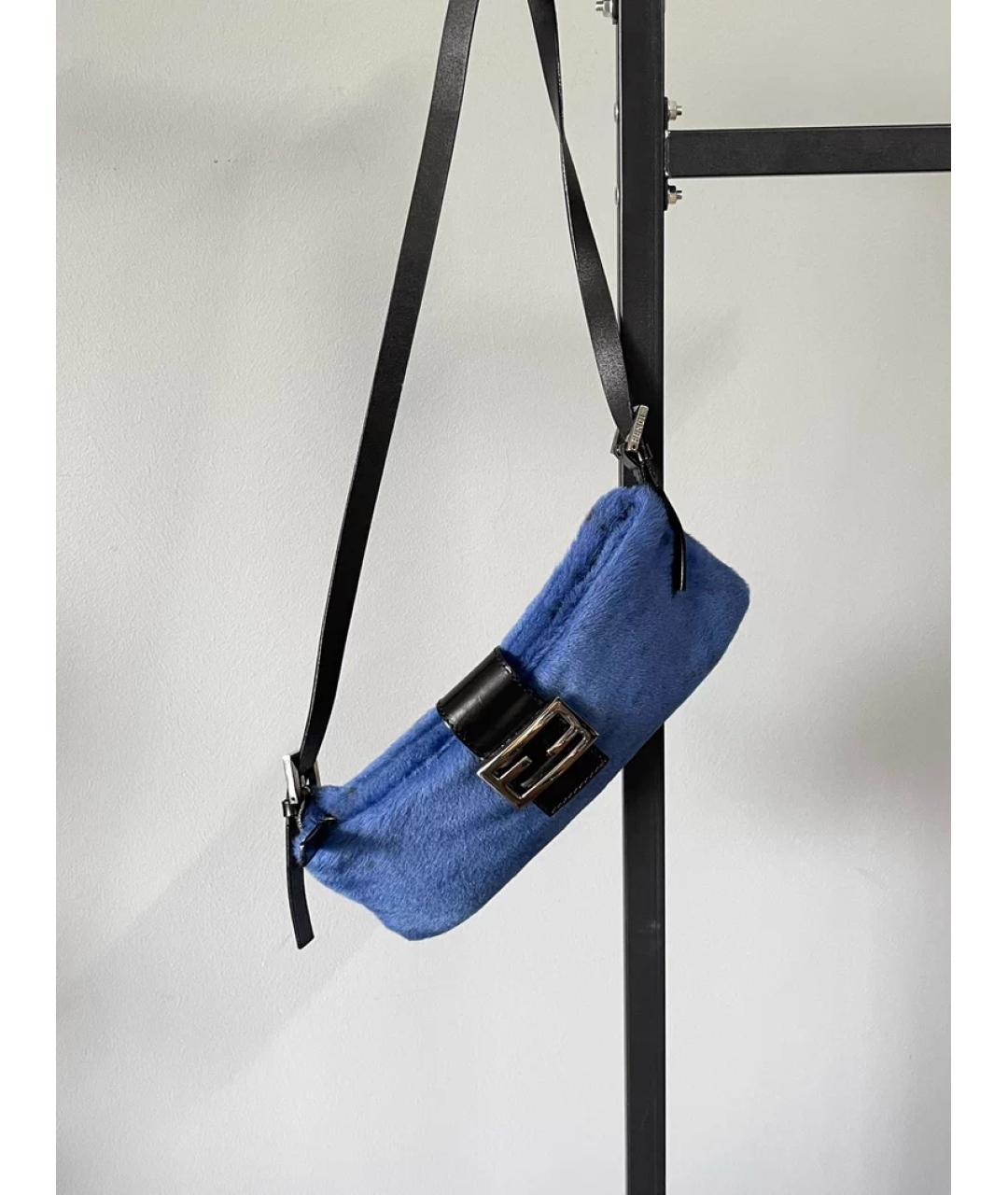 FENDI Синяя меховая сумка с короткими ручками, фото 10
