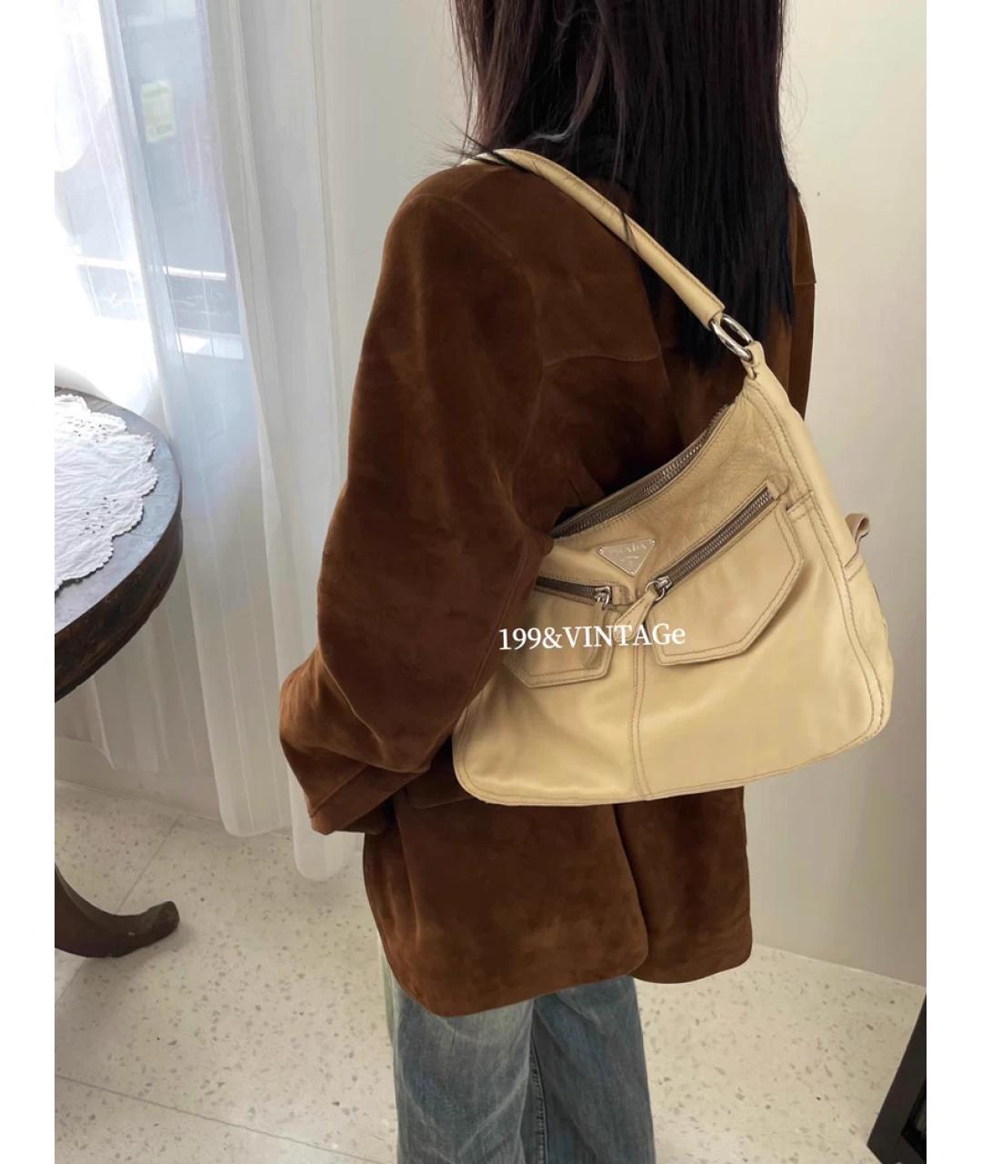 PRADA Хаки льняная сумка с короткими ручками, фото 5