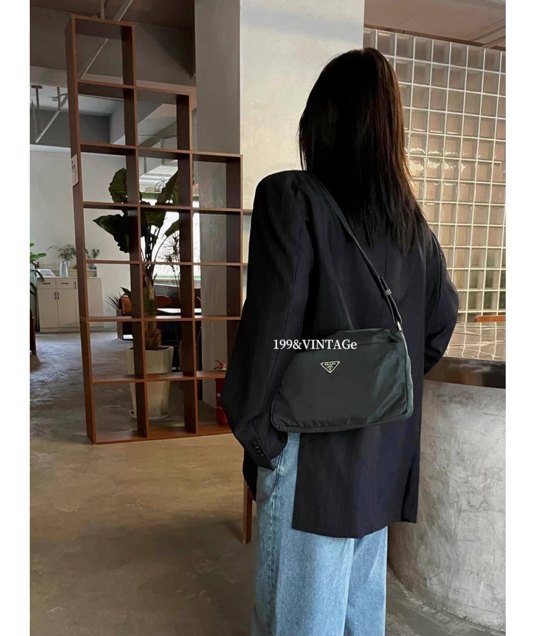 PRADA Зеленая льняная сумка с короткими ручками, фото 7