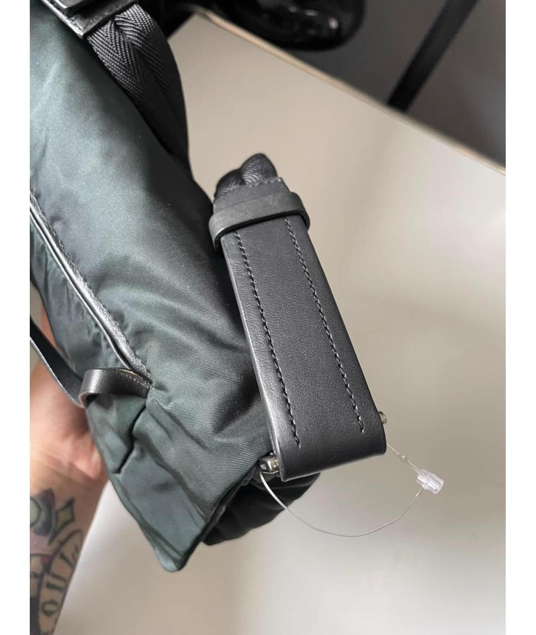 PRADA Зеленая льняная сумка с короткими ручками, фото 5