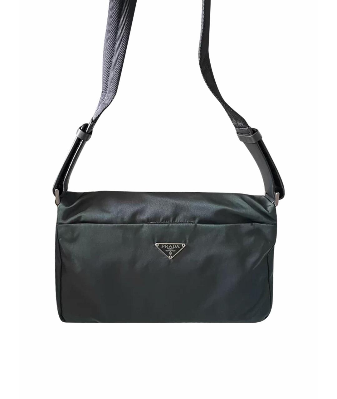 PRADA Зеленая льняная сумка с короткими ручками, фото 1