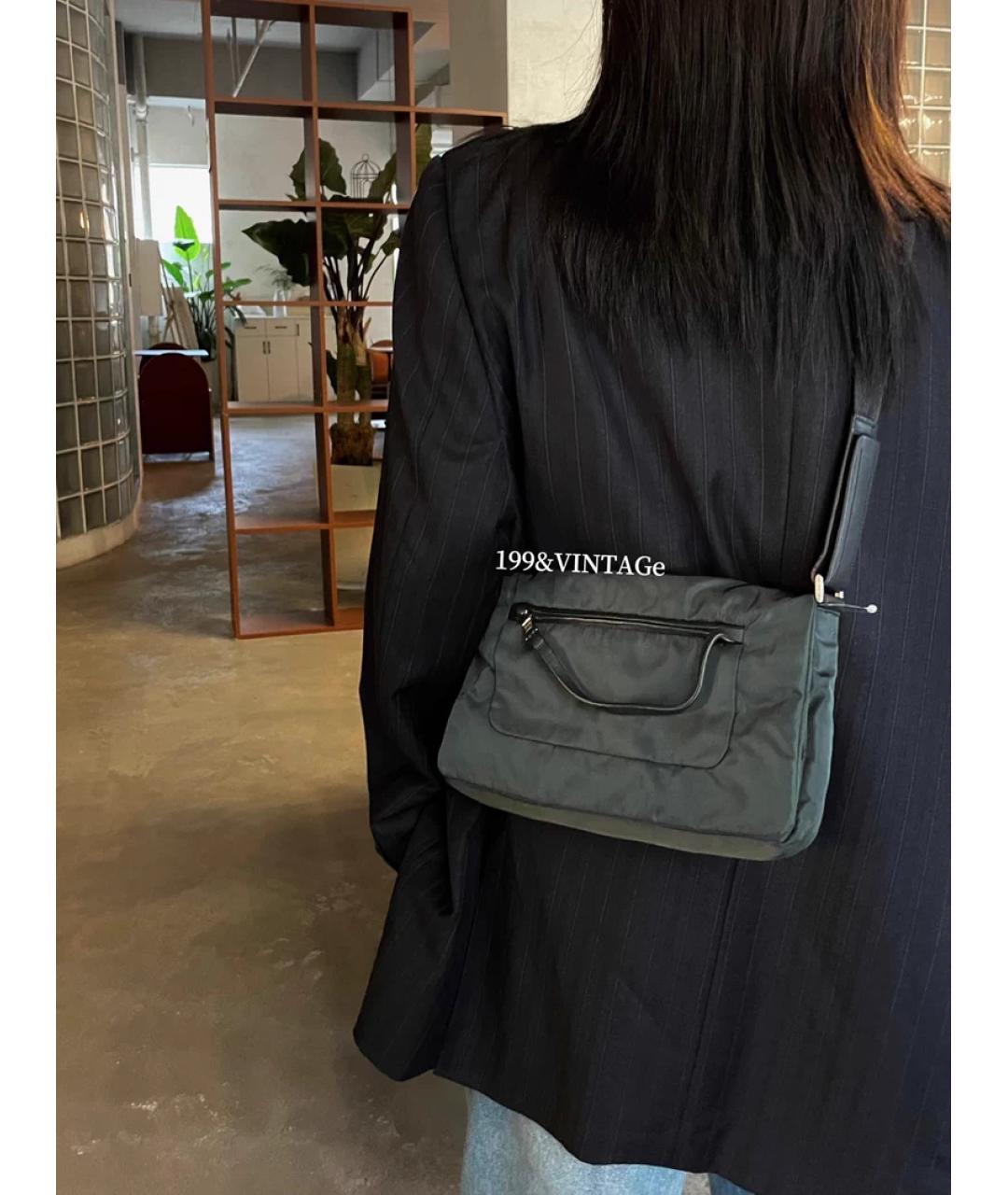 PRADA Зеленая льняная сумка с короткими ручками, фото 8