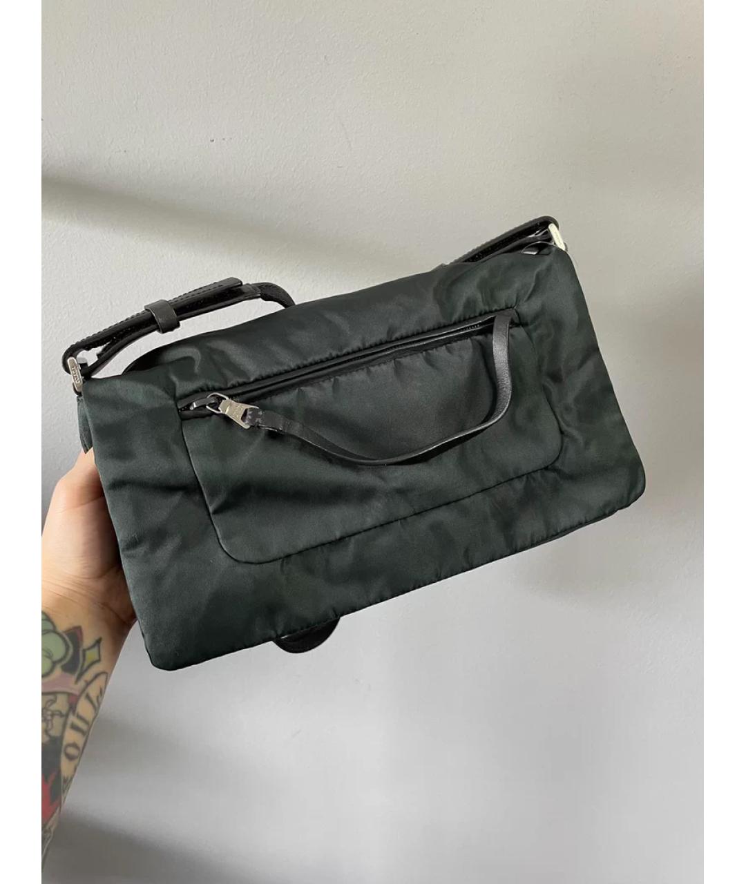 PRADA Зеленая льняная сумка с короткими ручками, фото 3