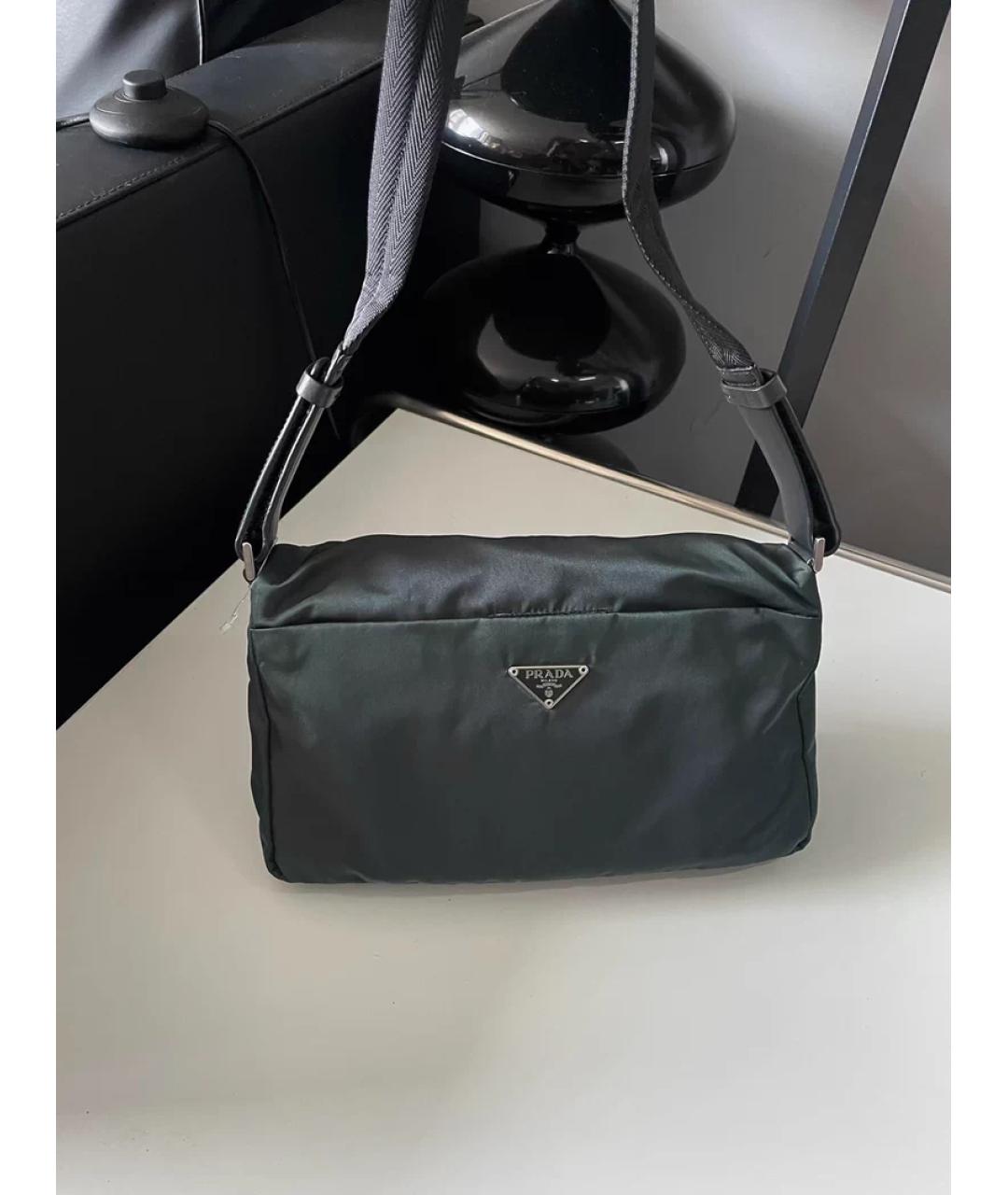 PRADA Зеленая льняная сумка с короткими ручками, фото 10