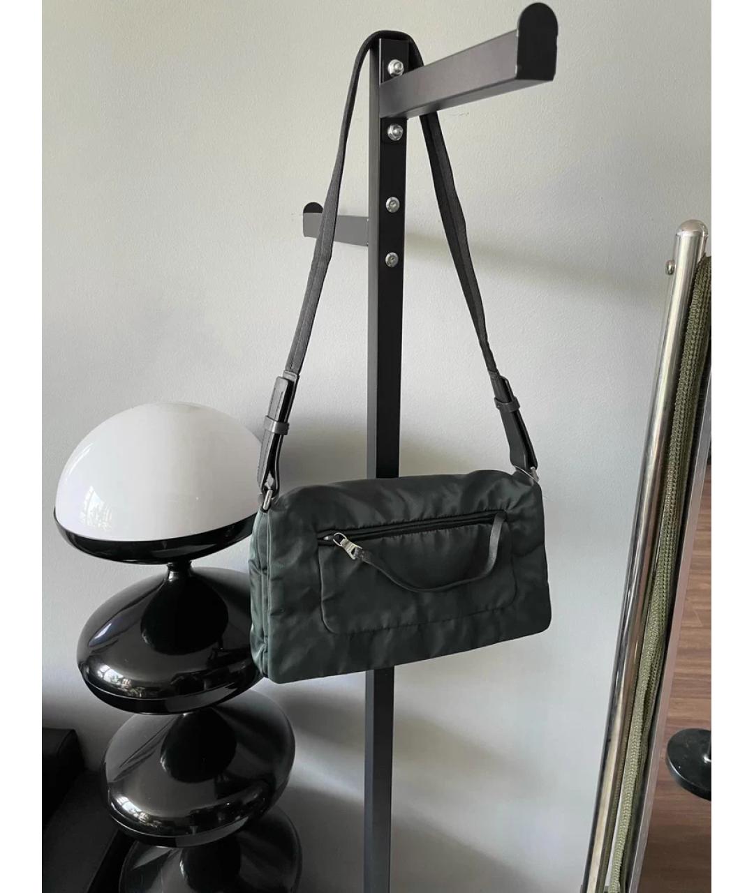 PRADA Зеленая льняная сумка с короткими ручками, фото 9