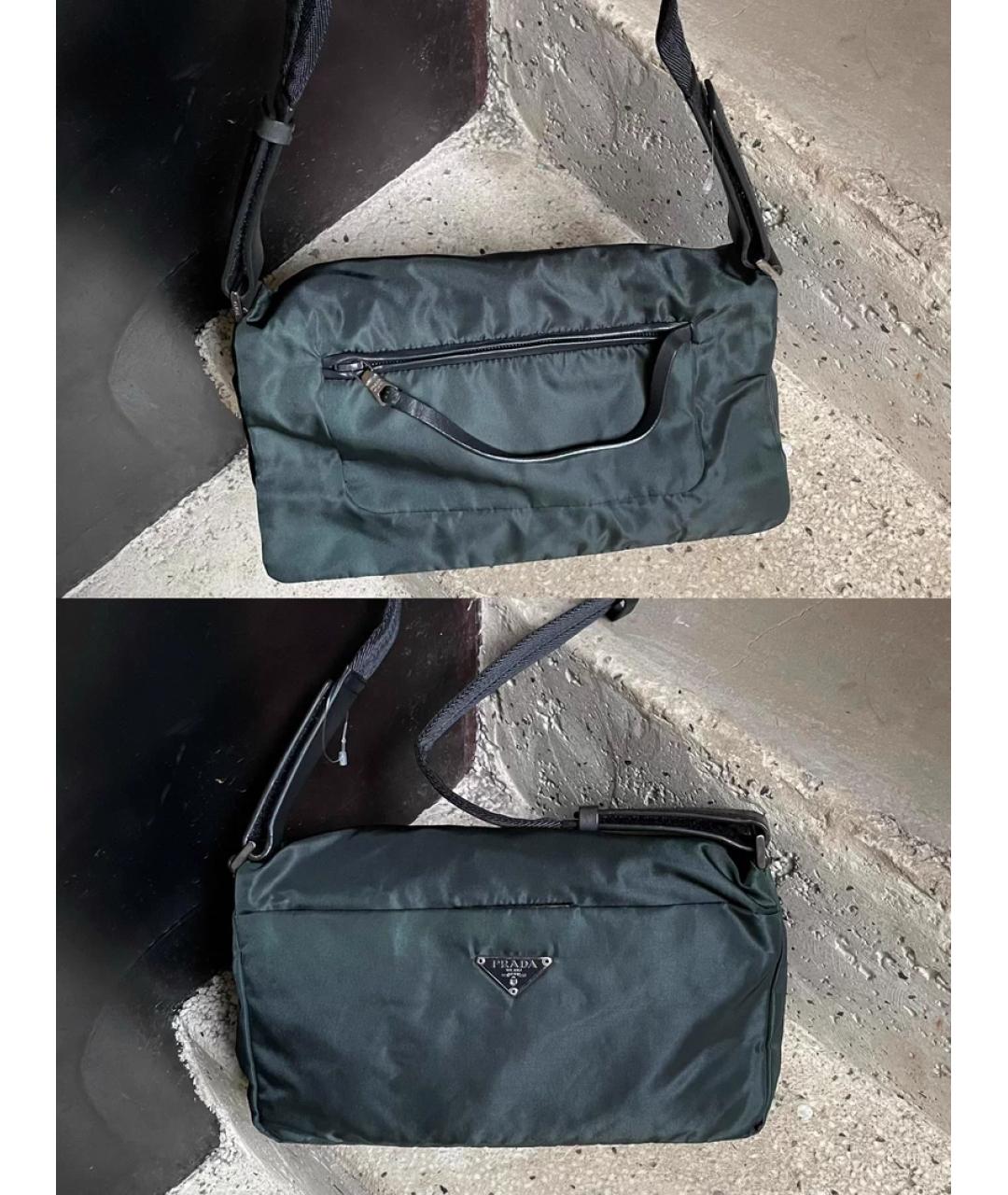 PRADA Зеленая льняная сумка с короткими ручками, фото 2