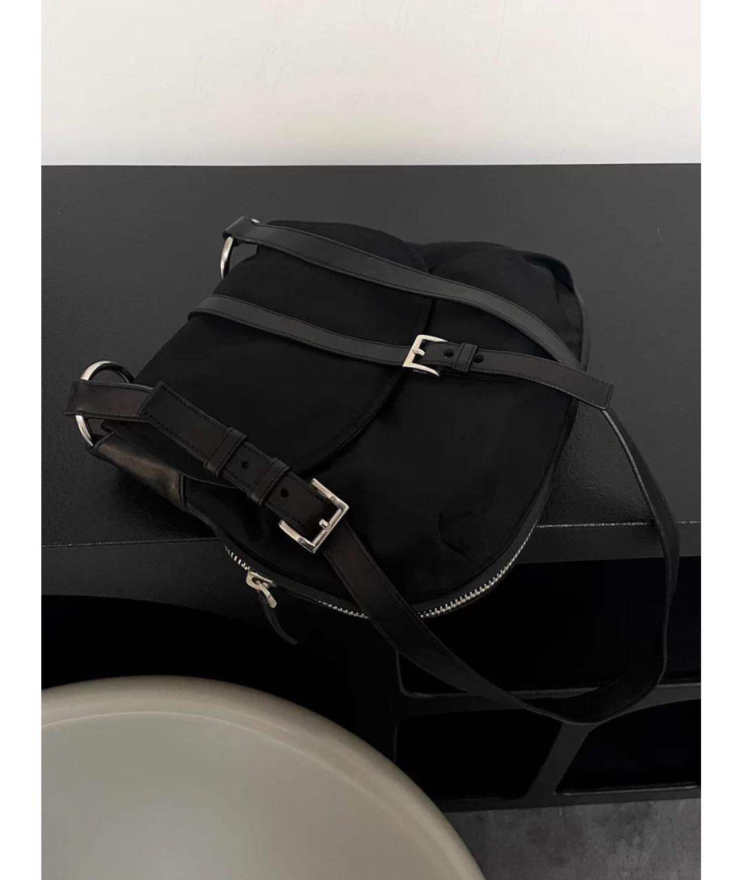 PRADA Черная льняная сумка с короткими ручками, фото 2