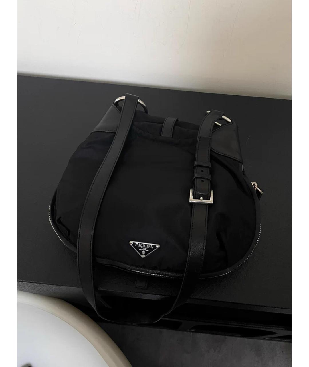 PRADA Черная льняная сумка с короткими ручками, фото 10