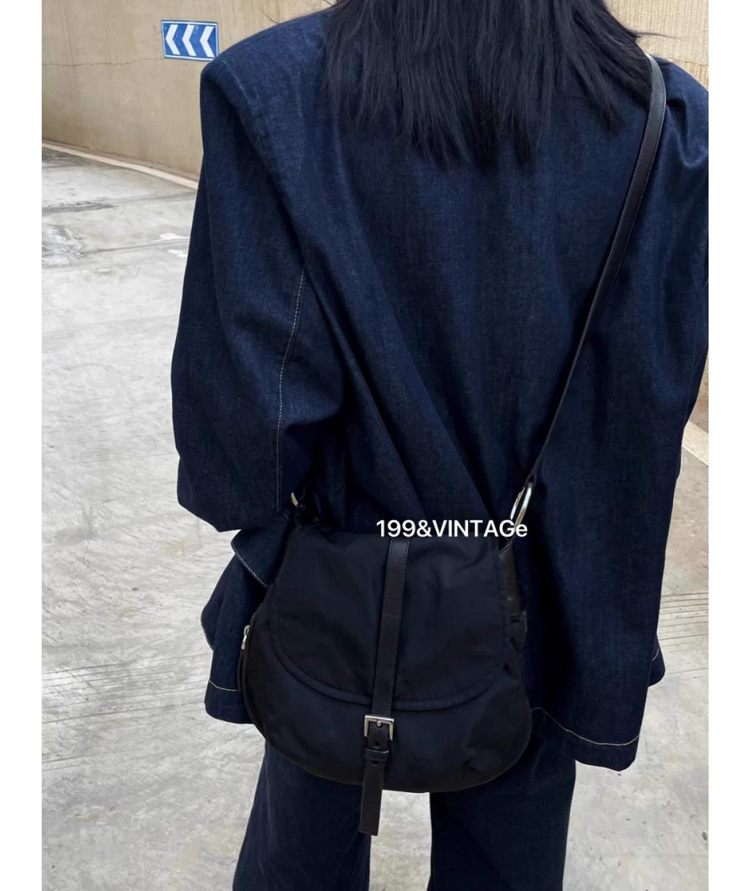 PRADA Черная льняная сумка с короткими ручками, фото 4