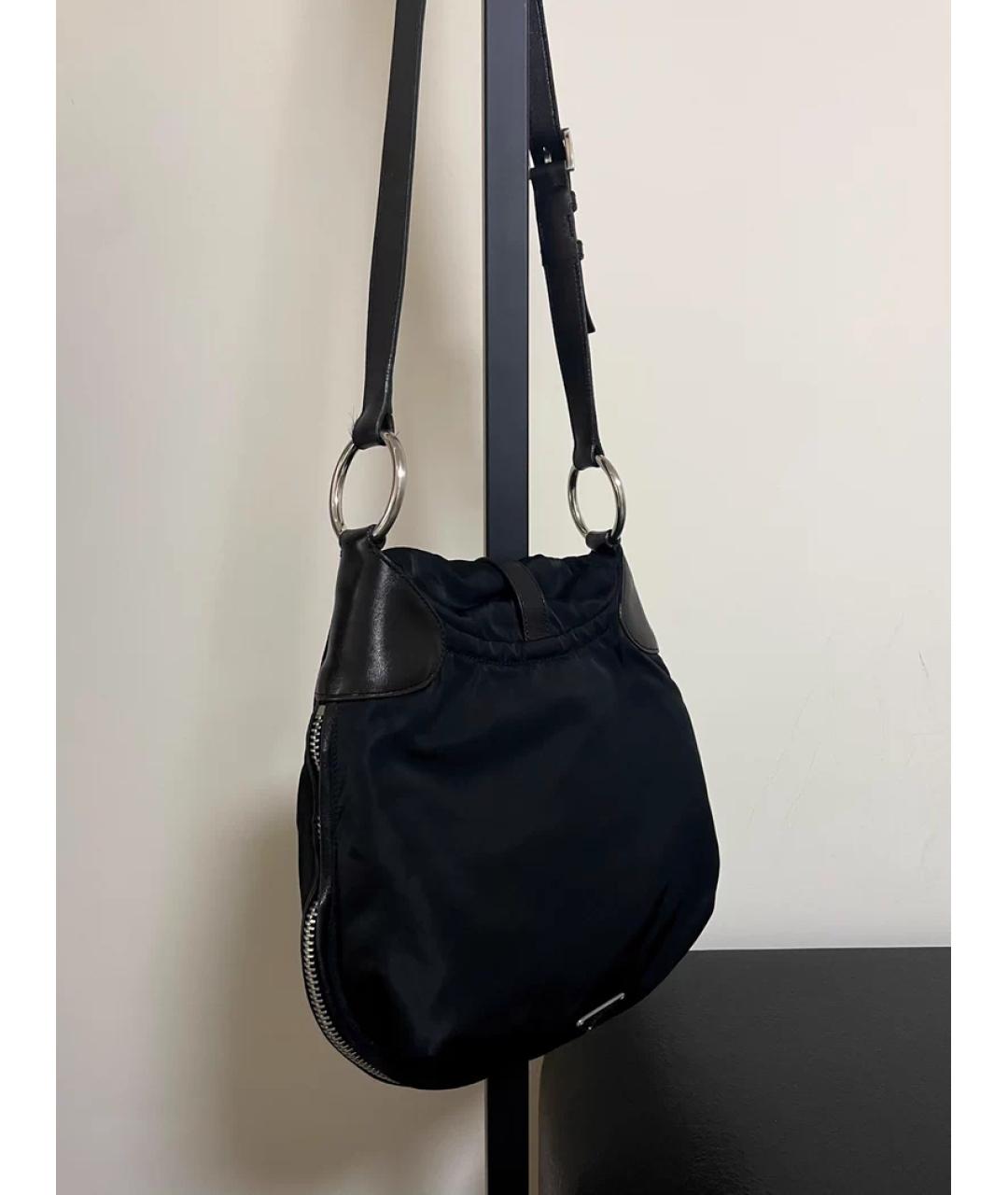 PRADA Черная льняная сумка с короткими ручками, фото 5