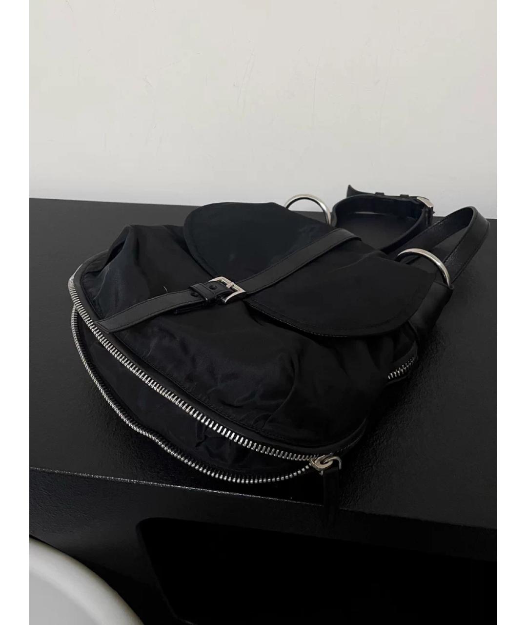 PRADA Черная льняная сумка с короткими ручками, фото 3