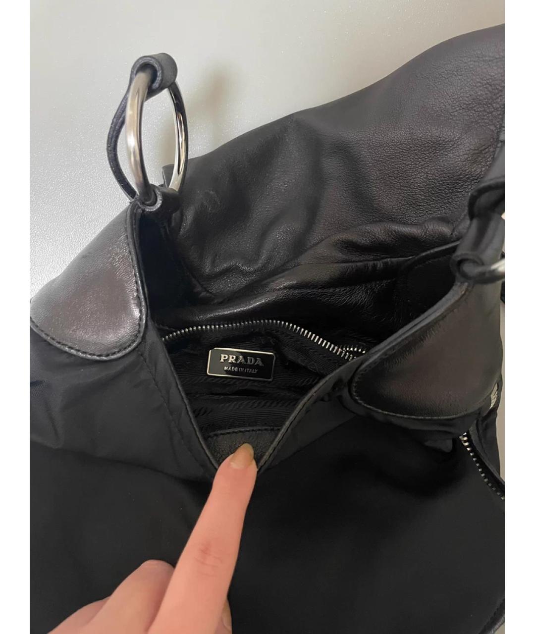 PRADA Черная льняная сумка с короткими ручками, фото 8