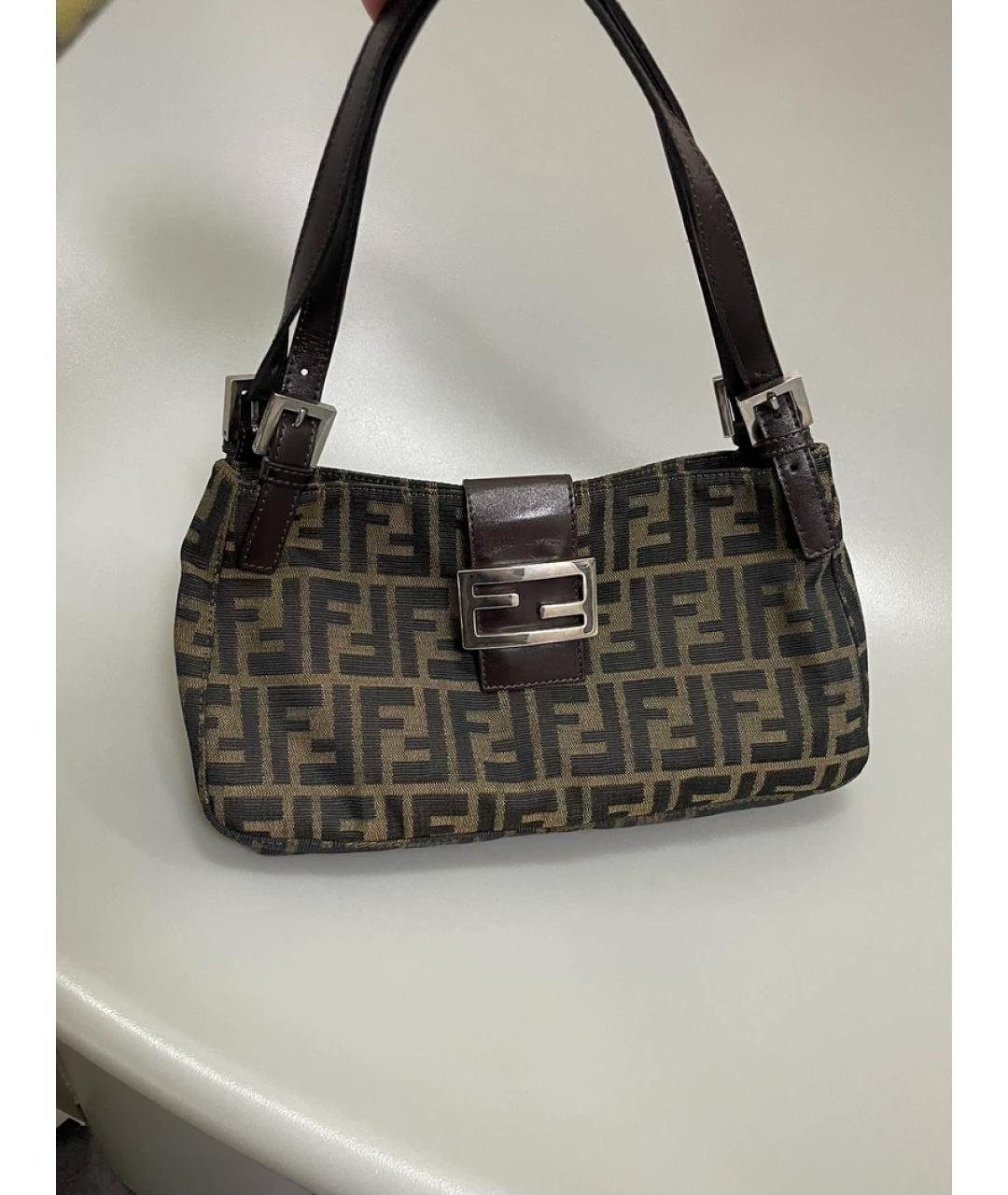 FENDI Коричневая кожаная сумка с короткими ручками, фото 10