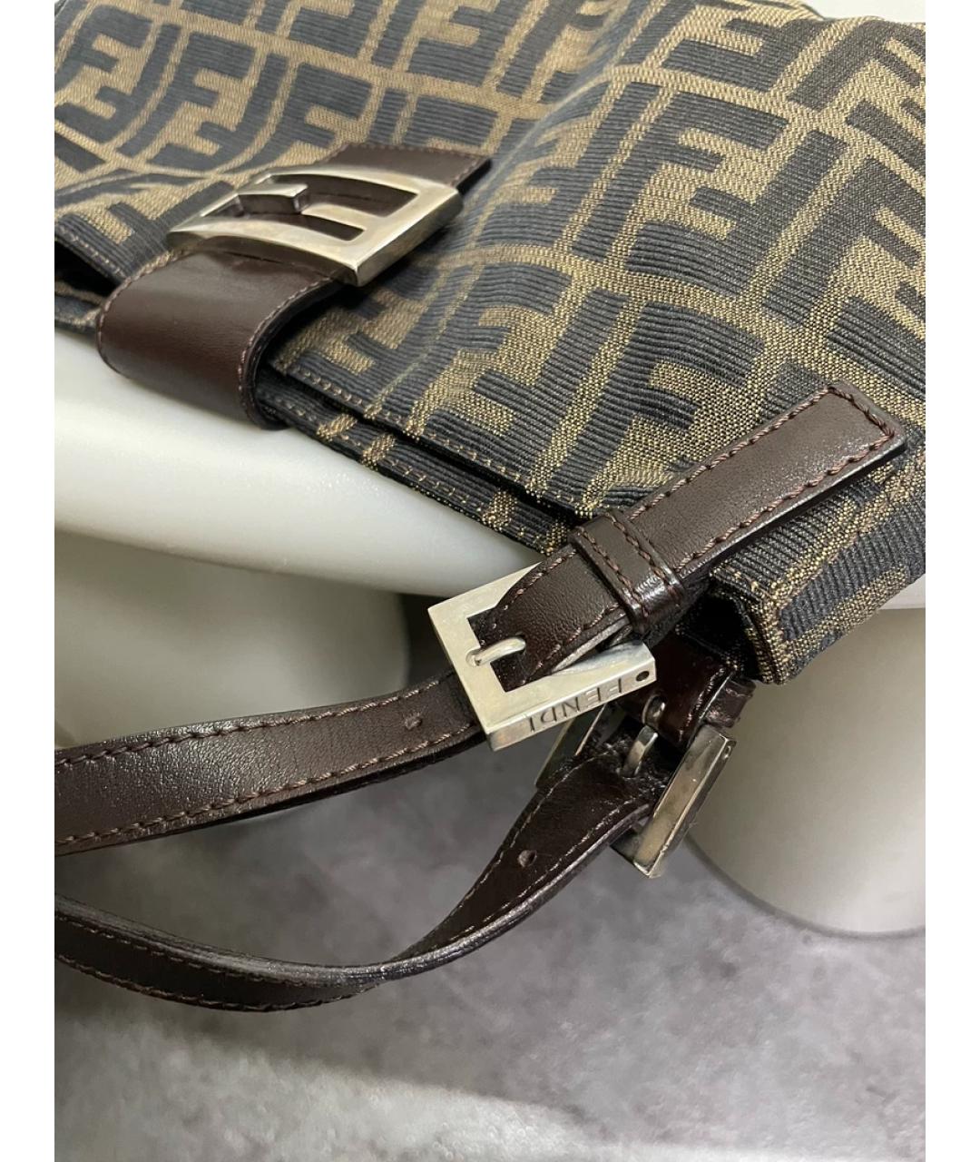 FENDI Коричневая кожаная сумка с короткими ручками, фото 6