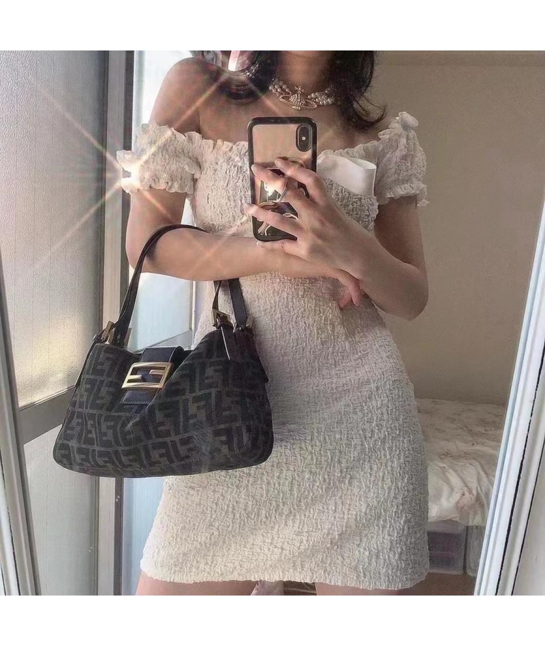 FENDI Коричневая кожаная сумка с короткими ручками, фото 3