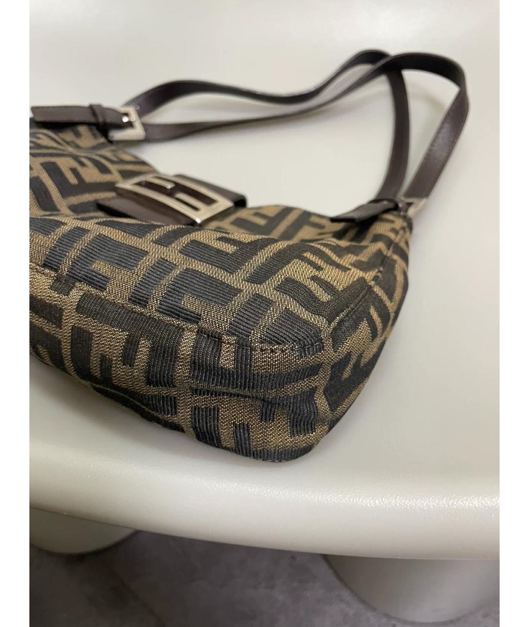 FENDI Коричневая кожаная сумка с короткими ручками, фото 8