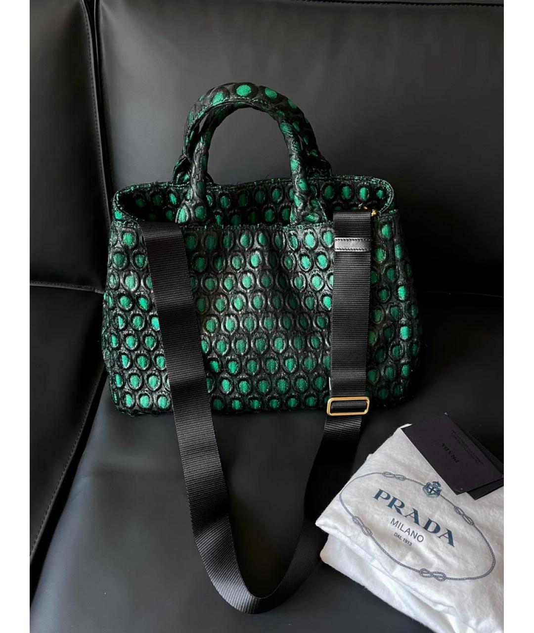 PRADA Зеленая льняная сумка с короткими ручками, фото 9