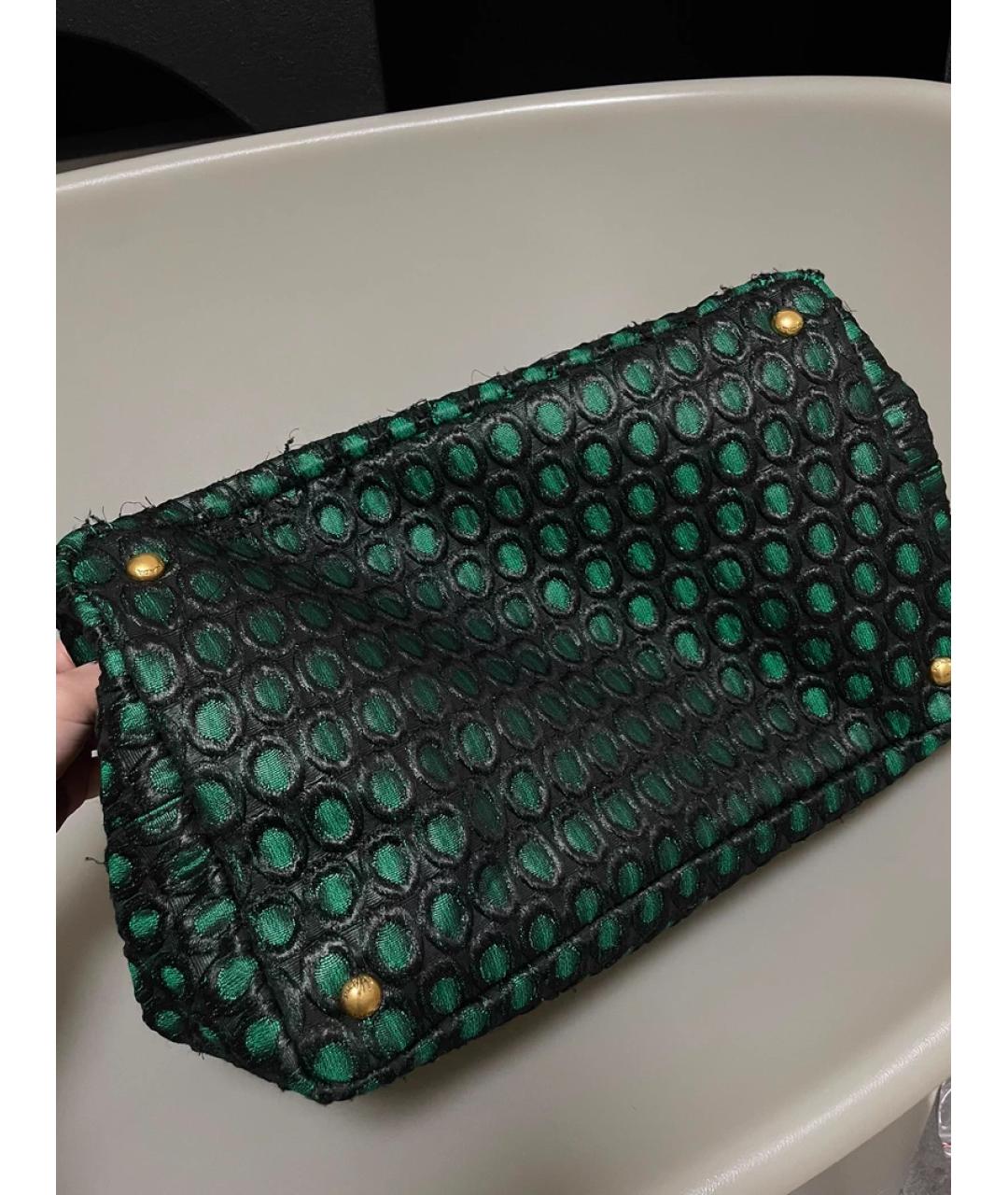 PRADA Зеленая льняная сумка с короткими ручками, фото 6