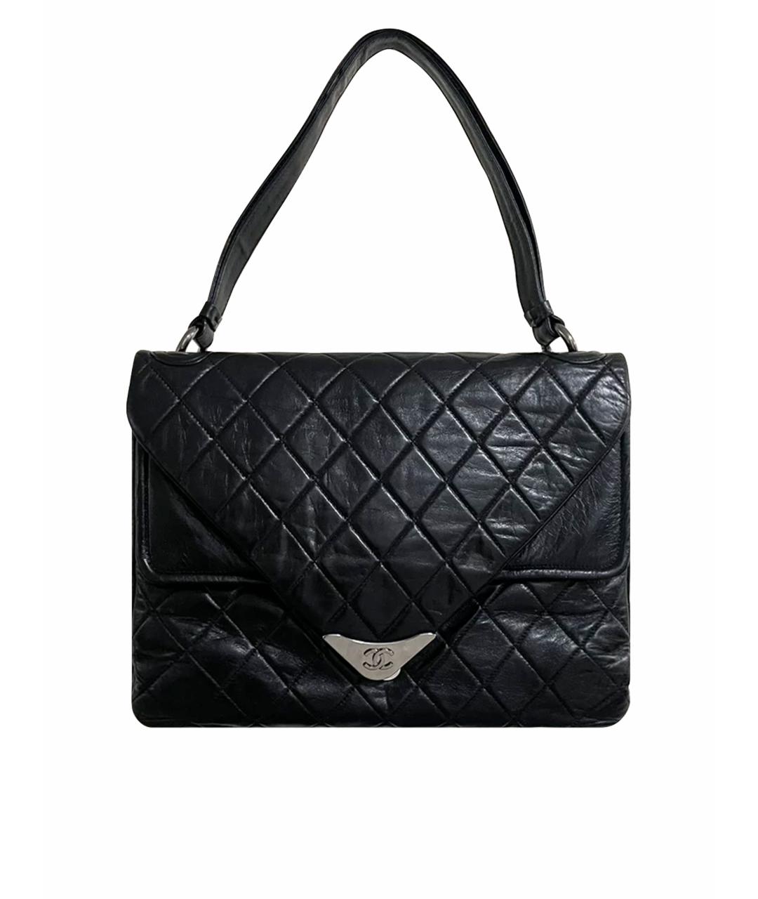 CHANEL Черная кожаная сумка с короткими ручками, фото 1