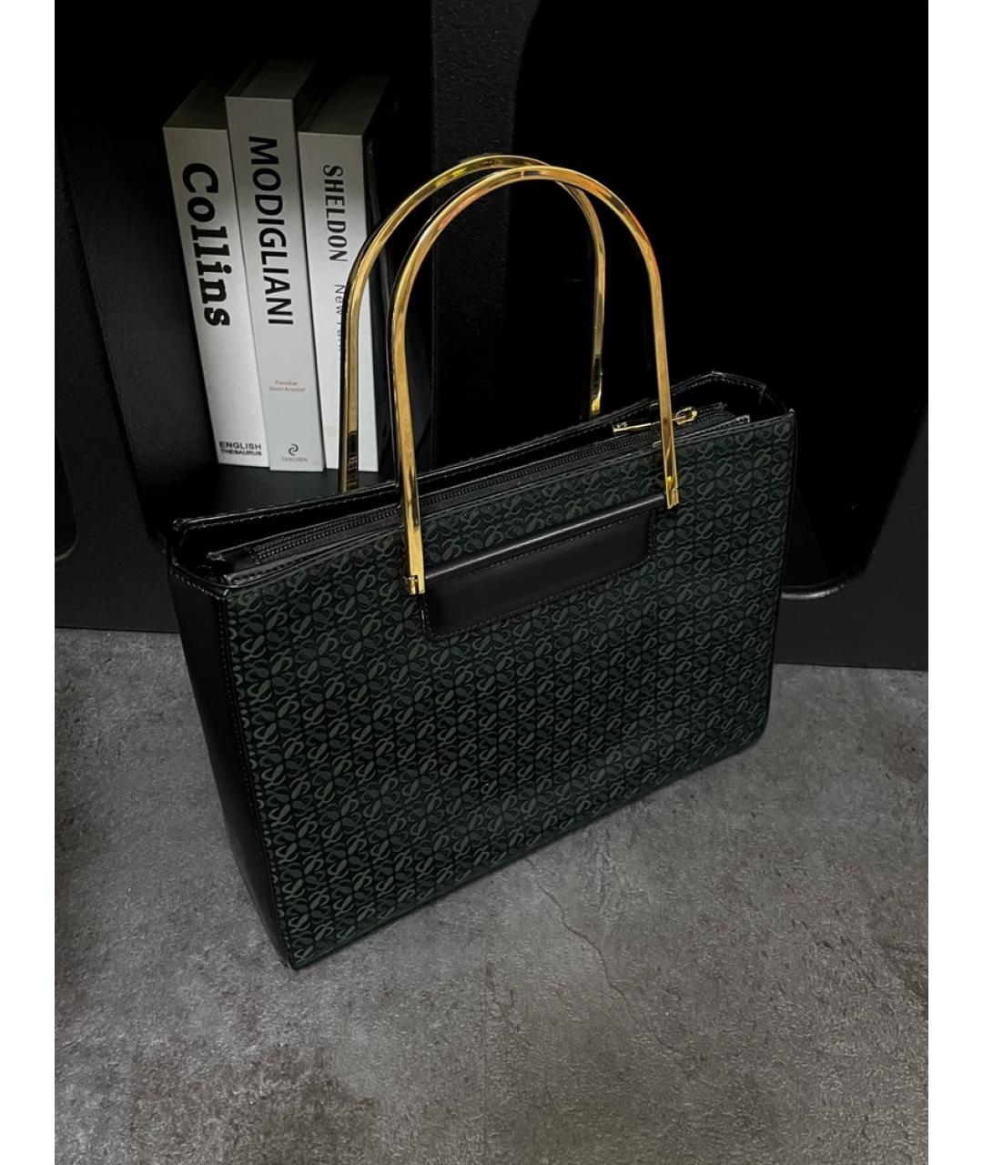 LOEWE Зеленая льняная сумка с короткими ручками, фото 10