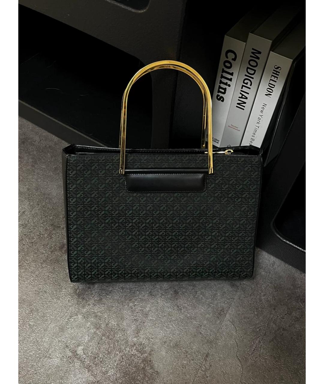 LOEWE Зеленая льняная сумка с короткими ручками, фото 9