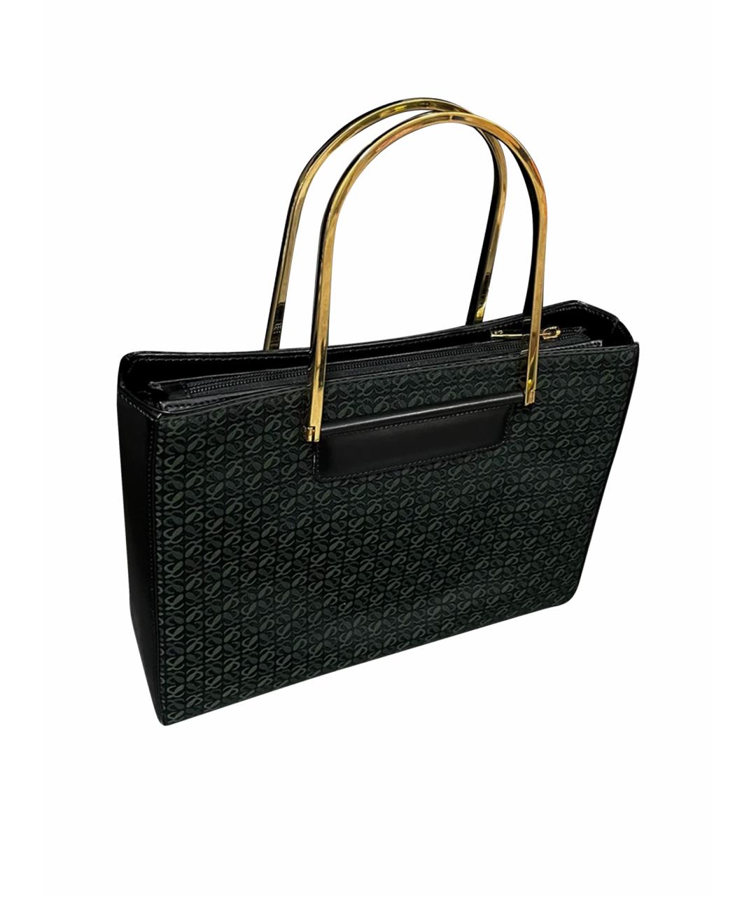 LOEWE Зеленая льняная сумка с короткими ручками, фото 1