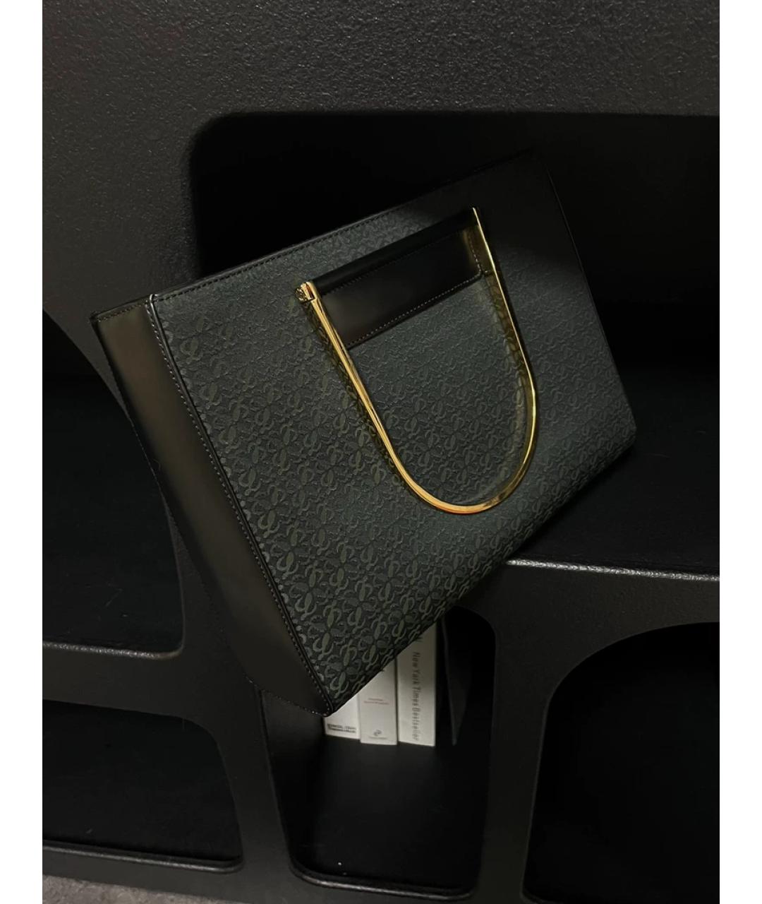 LOEWE Зеленая льняная сумка с короткими ручками, фото 3