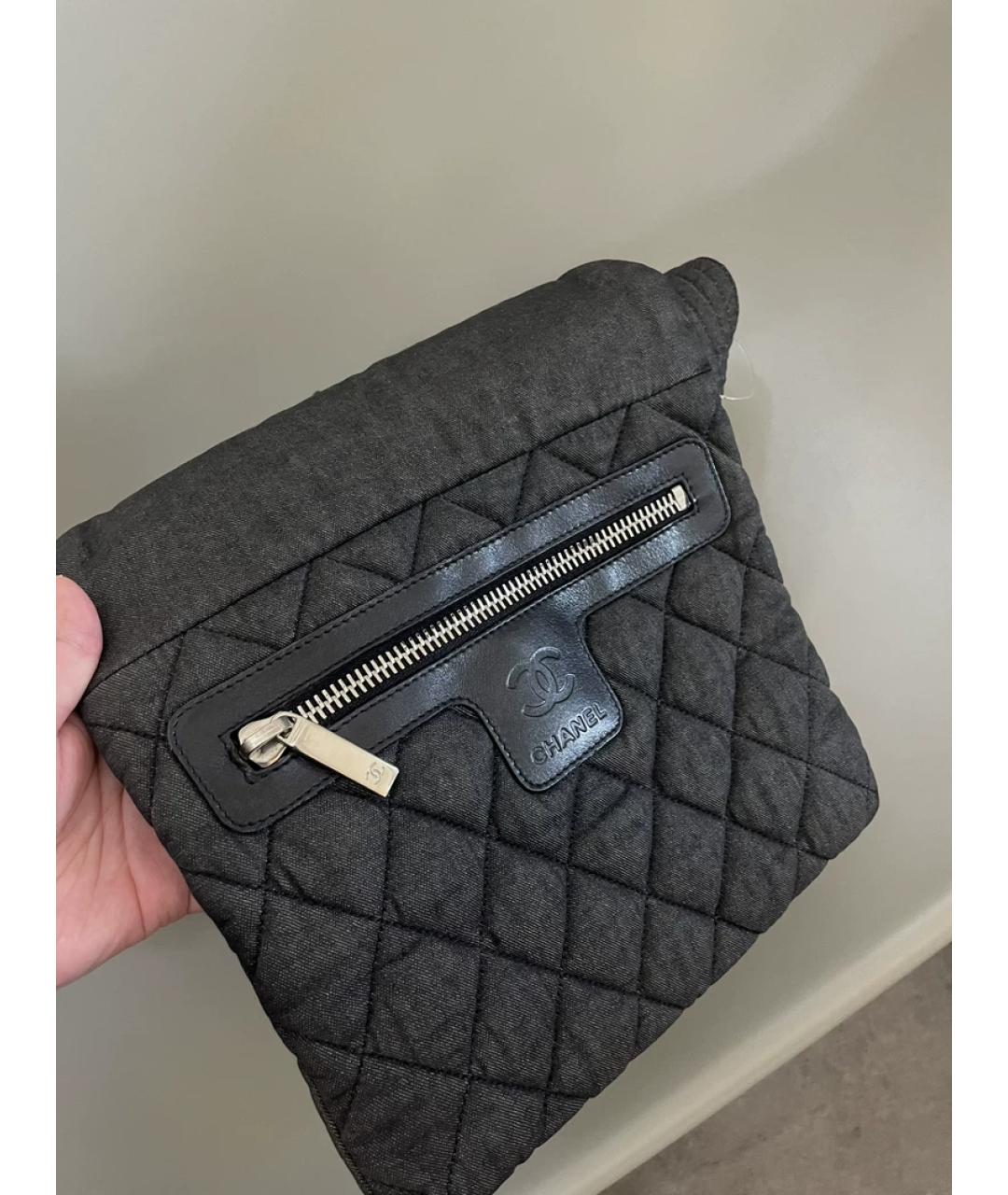 CHANEL Черная деним сумка через плечо, фото 6