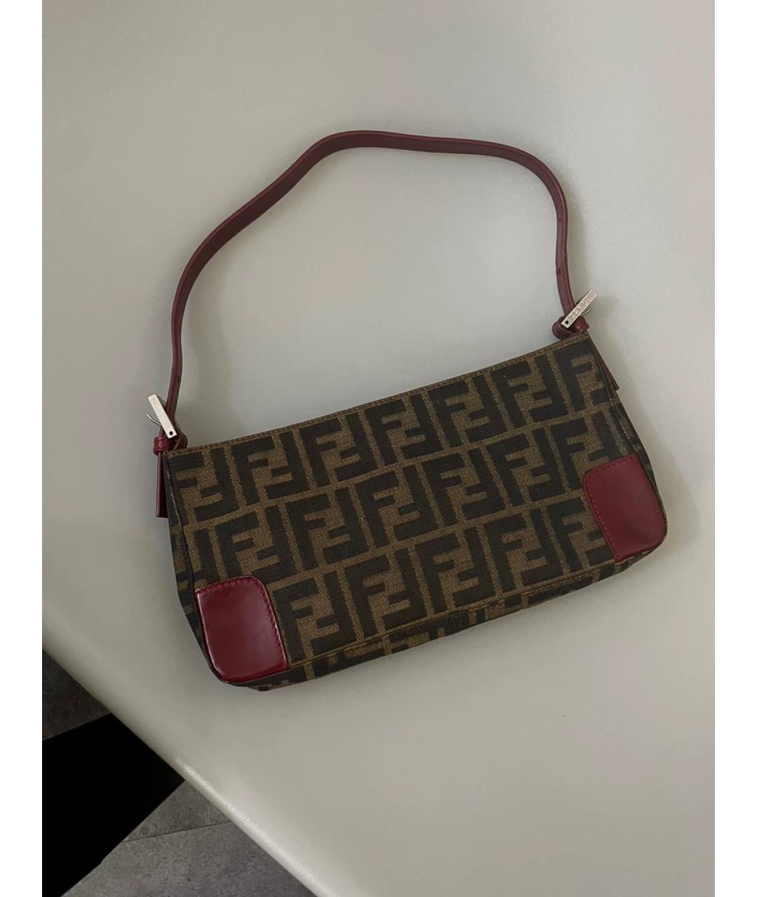 FENDI Коричневая кожаная сумка с короткими ручками, фото 9