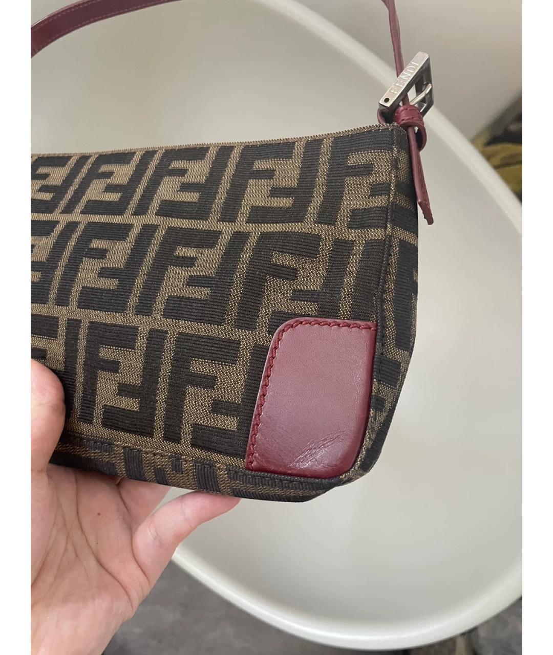 FENDI Коричневая кожаная сумка с короткими ручками, фото 6