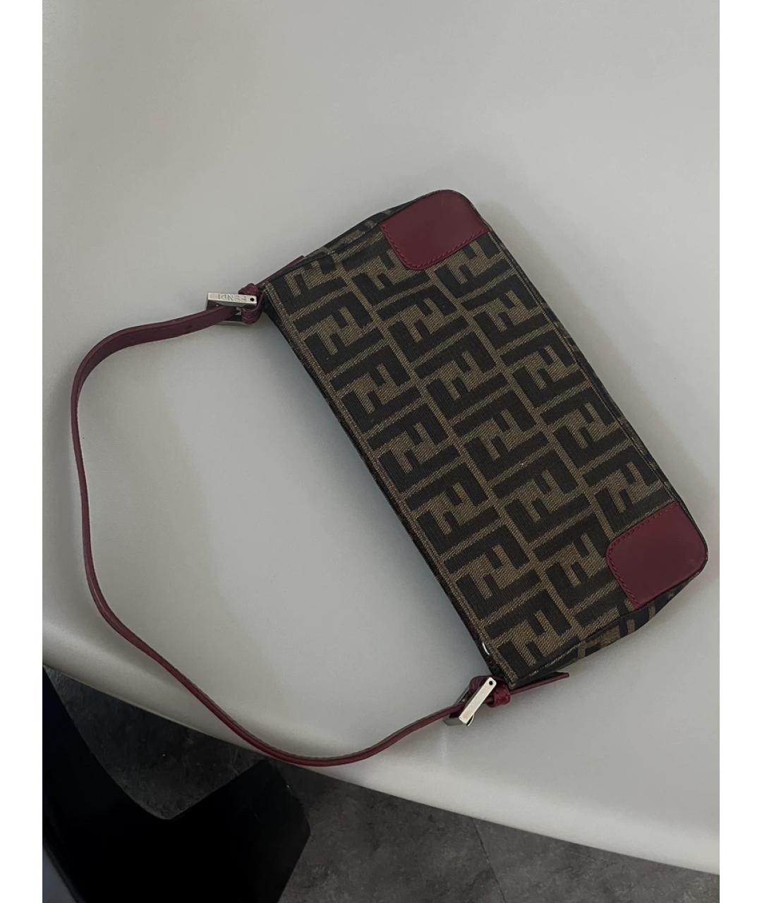 FENDI Коричневая кожаная сумка с короткими ручками, фото 10