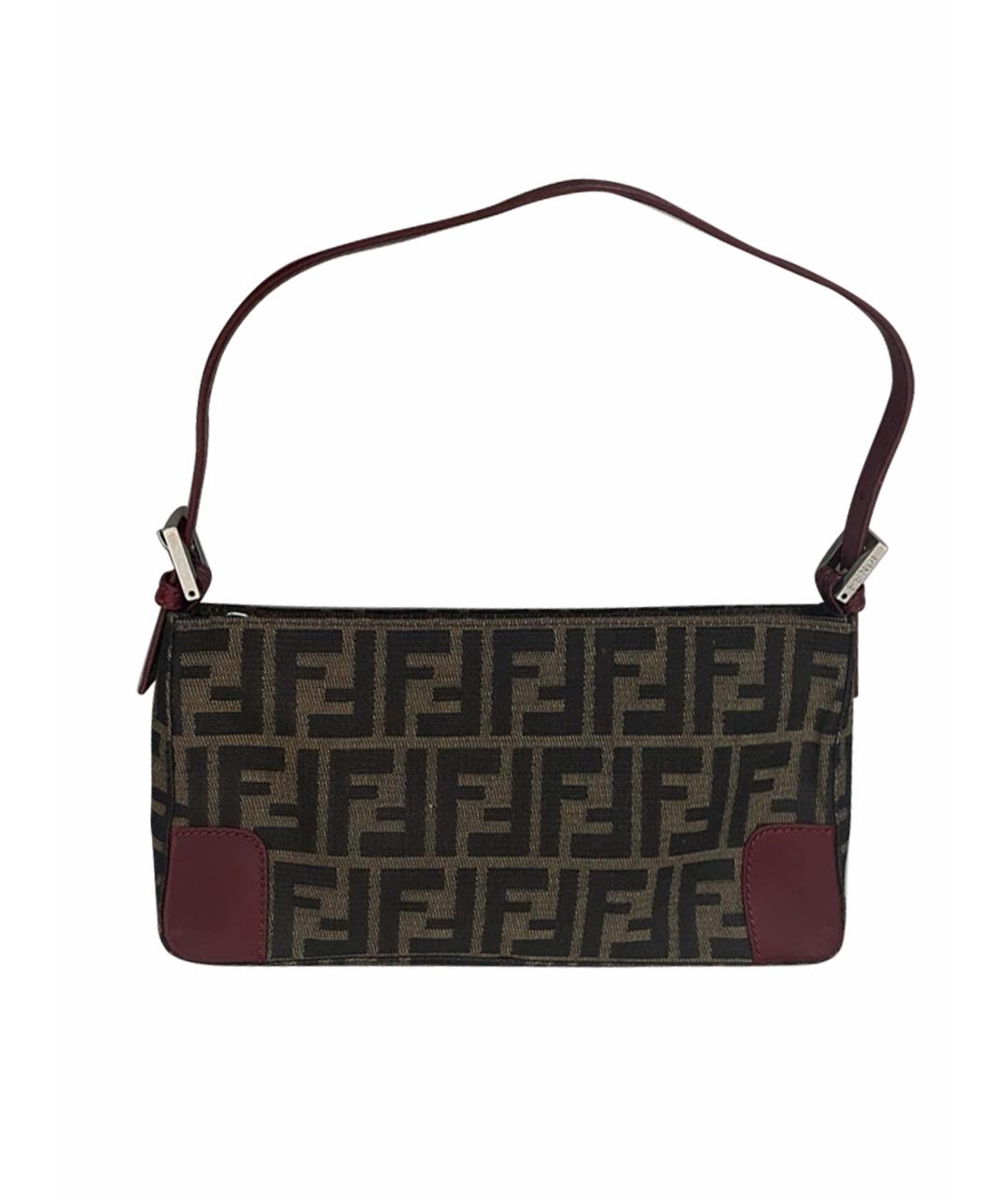 FENDI Коричневая кожаная сумка с короткими ручками, фото 1