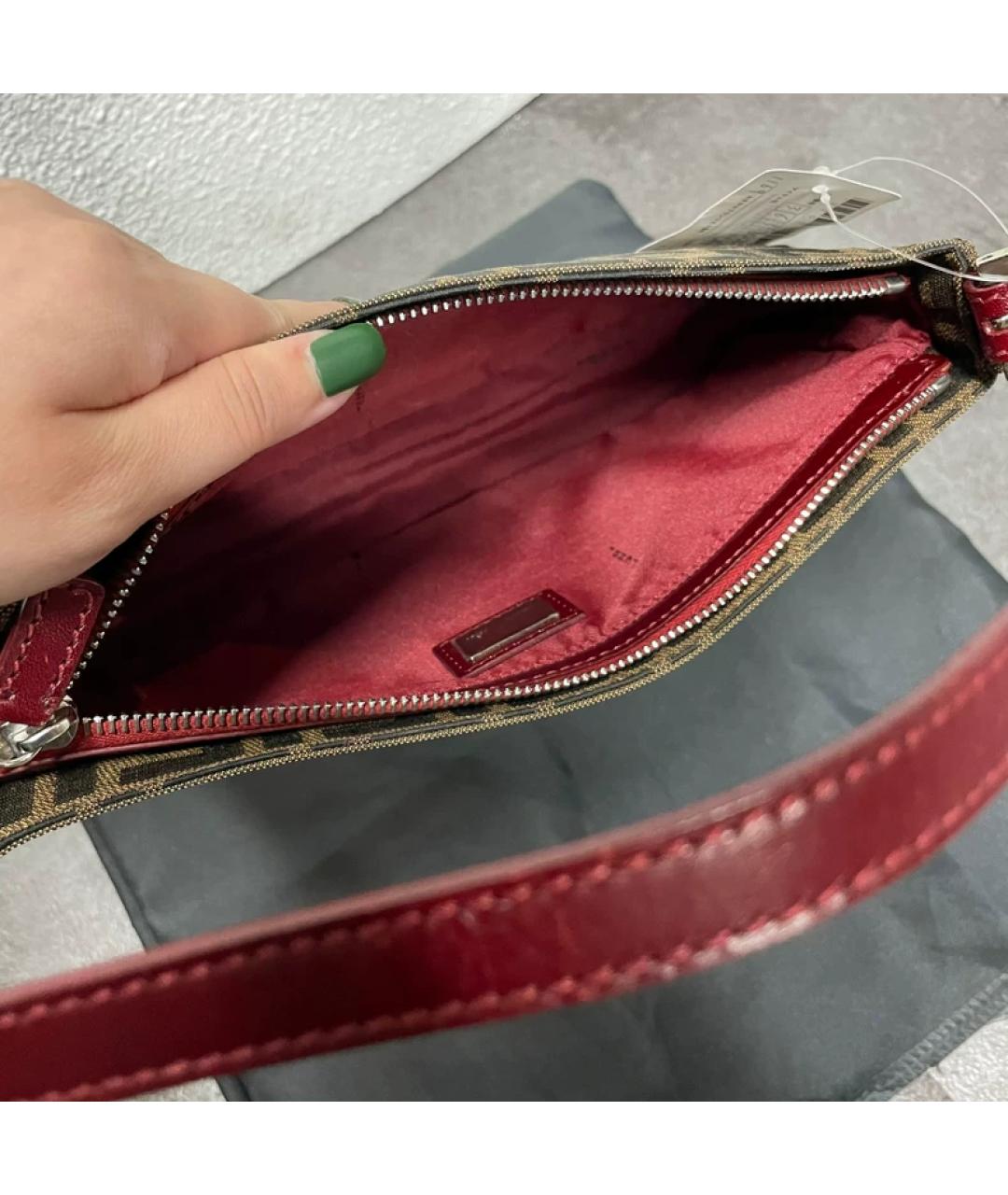 FENDI Коричневая кожаная сумка с короткими ручками, фото 8