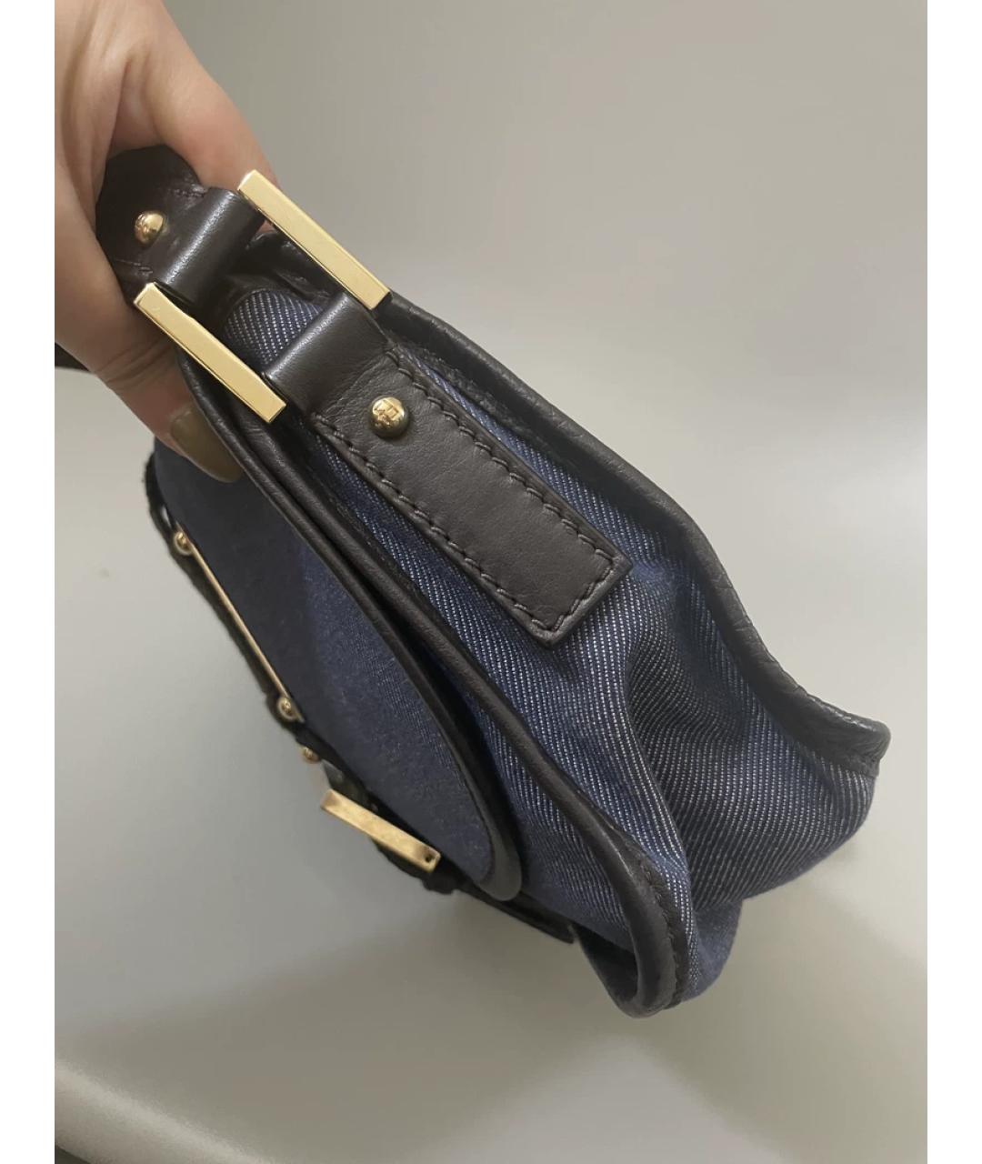 FENDI Темно-синяя деним сумка с короткими ручками, фото 4