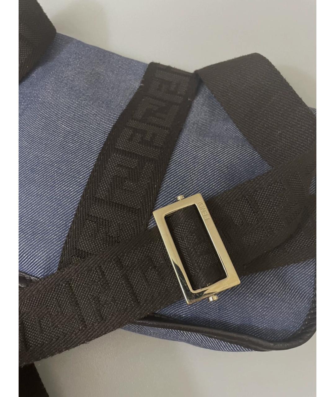 FENDI Темно-синяя деним сумка с короткими ручками, фото 5