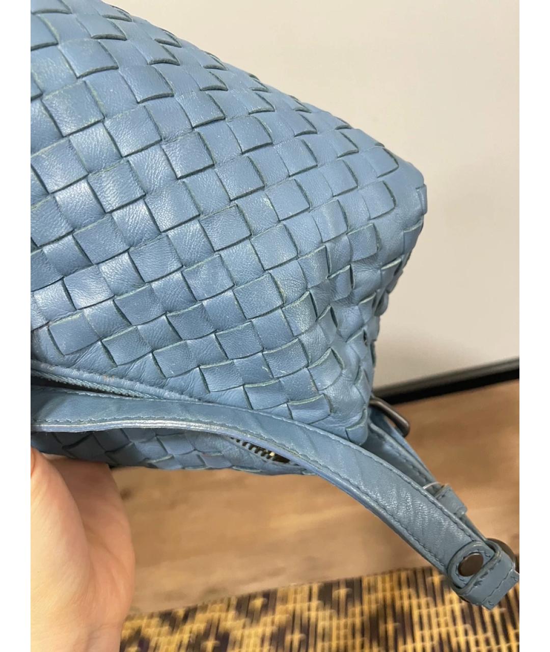 BOTTEGA VENETA Голубая кожаная сумка с короткими ручками, фото 7