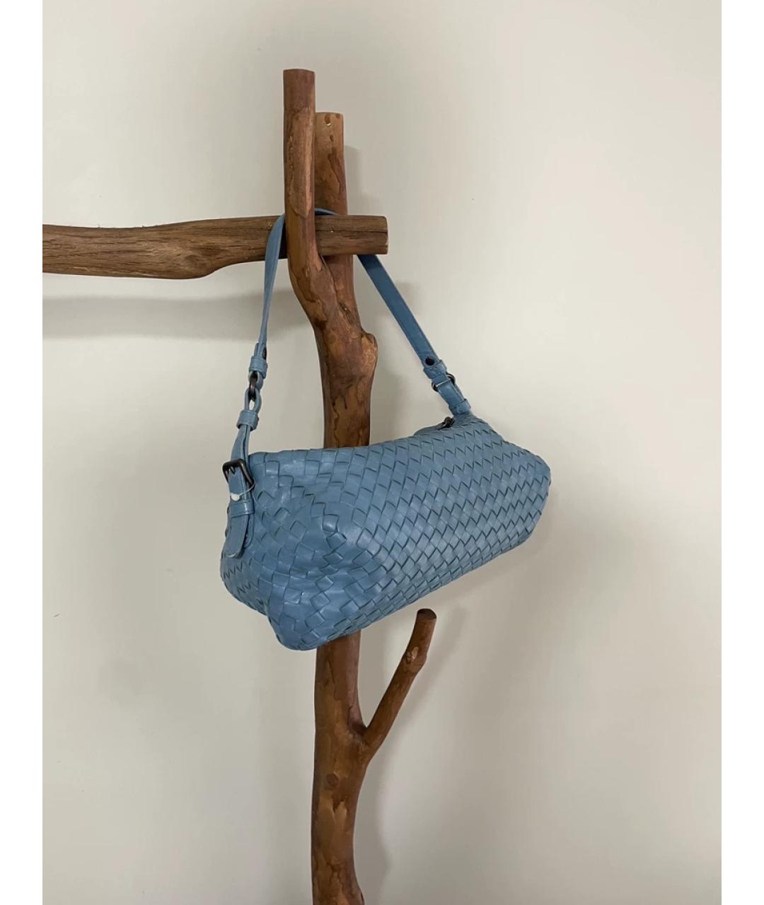 BOTTEGA VENETA Голубая кожаная сумка с короткими ручками, фото 2