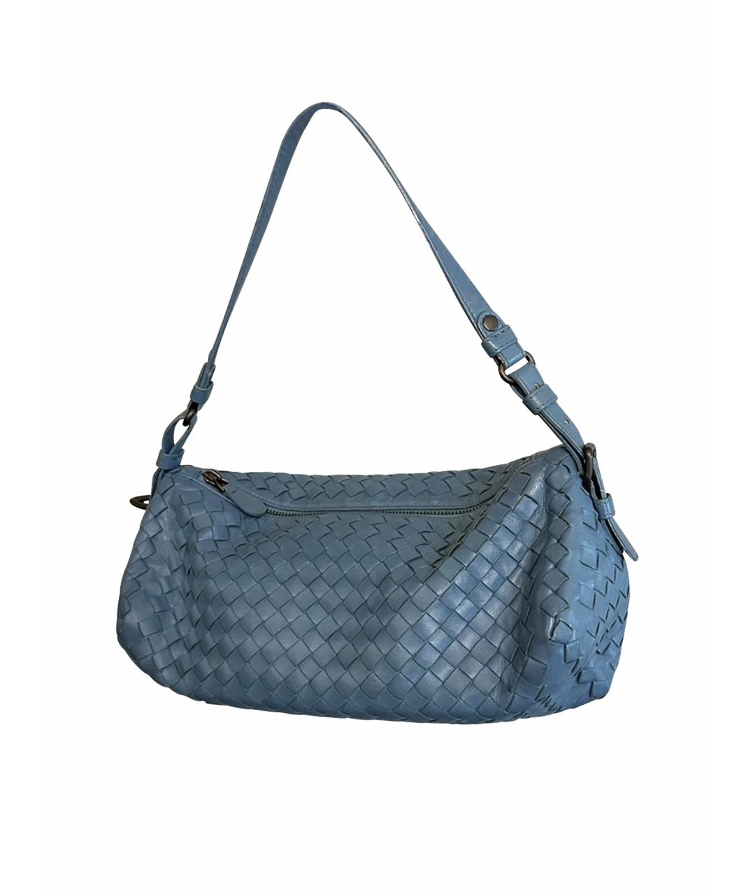 BOTTEGA VENETA Голубая кожаная сумка с короткими ручками, фото 1