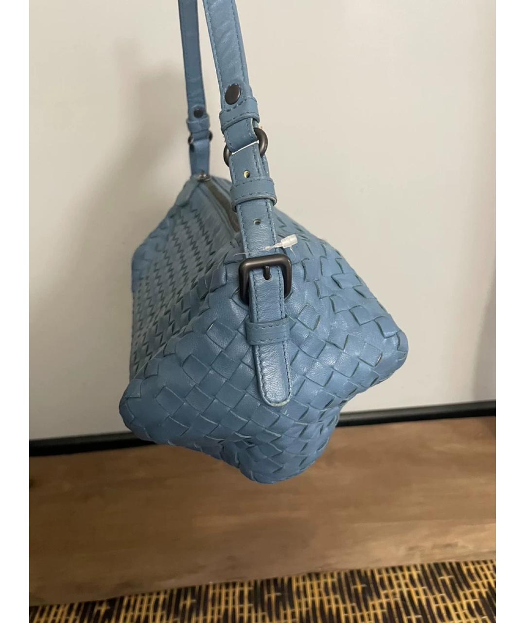 BOTTEGA VENETA Голубая кожаная сумка с короткими ручками, фото 4