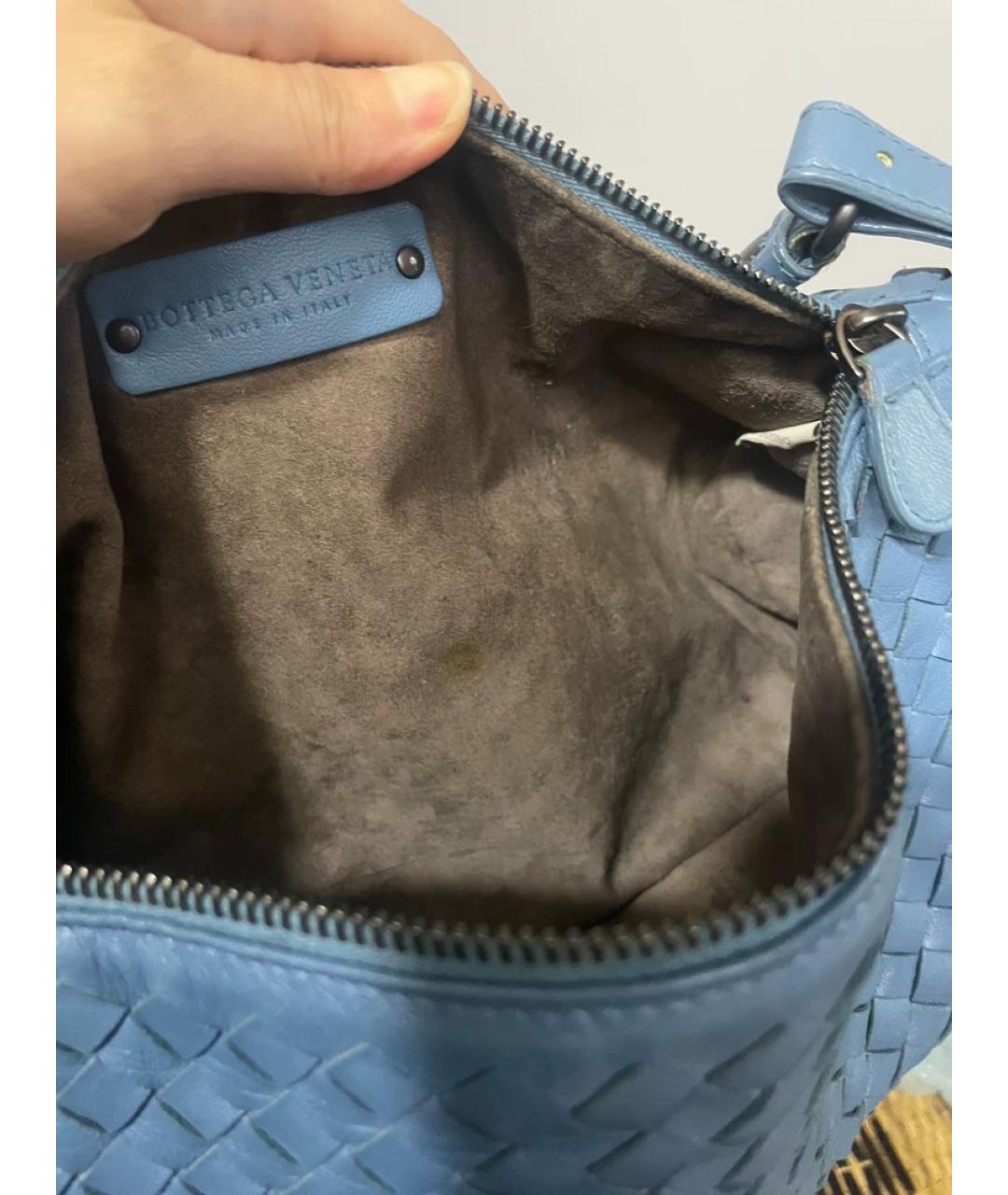 BOTTEGA VENETA Голубая кожаная сумка с короткими ручками, фото 8