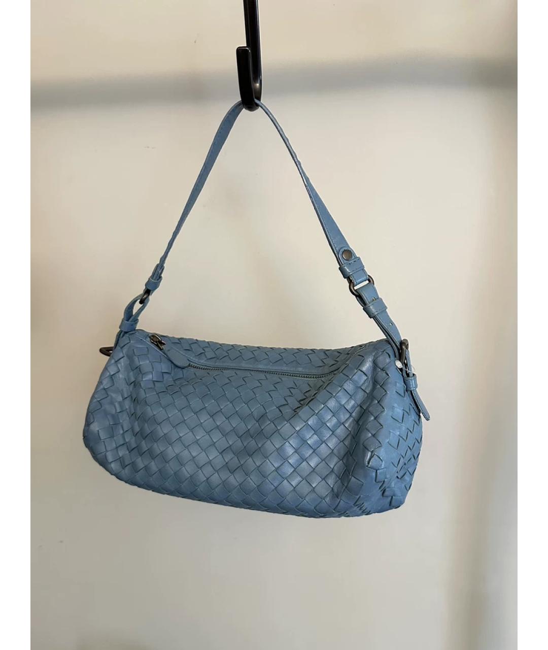 BOTTEGA VENETA Голубая кожаная сумка с короткими ручками, фото 10