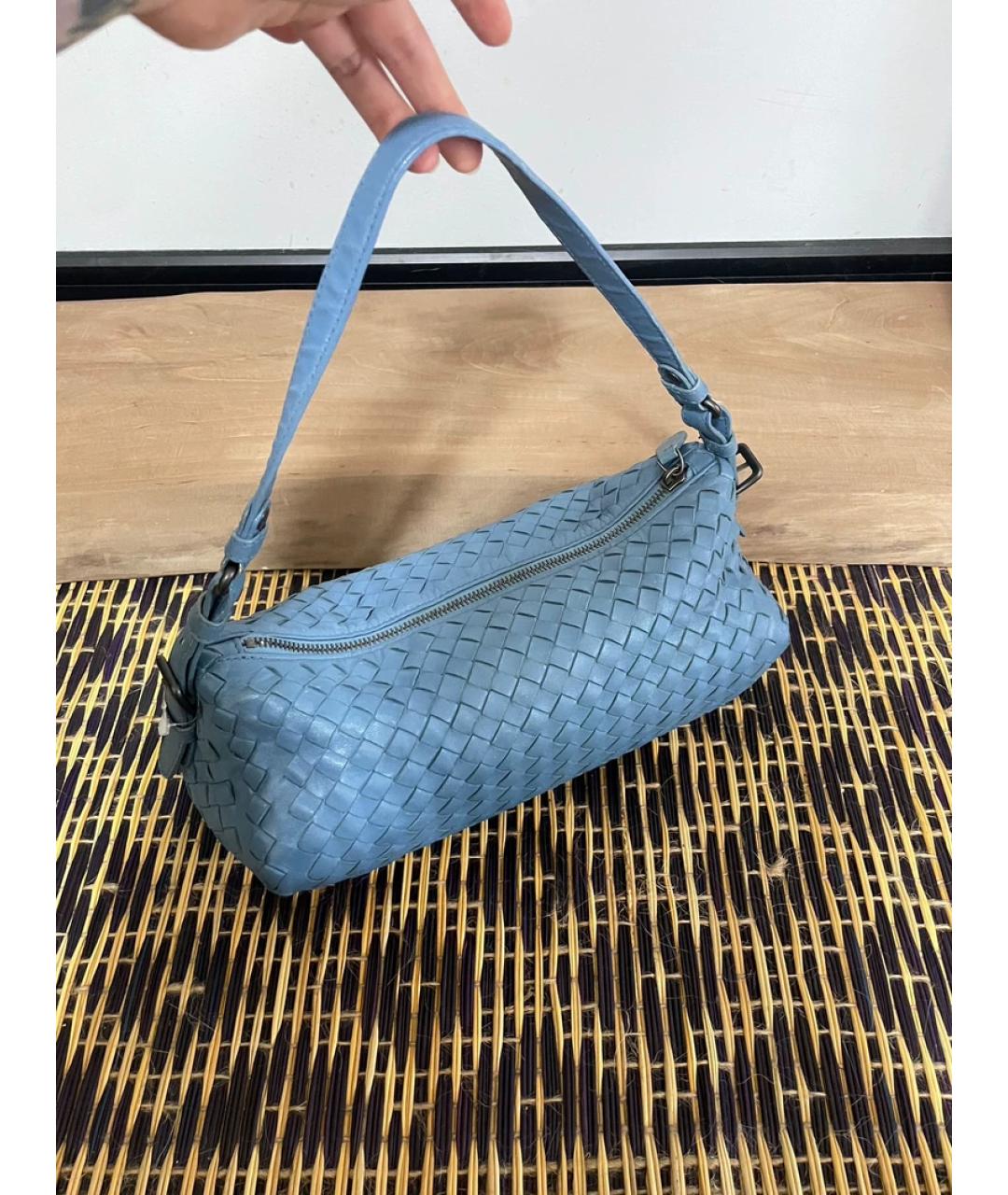 BOTTEGA VENETA Голубая кожаная сумка с короткими ручками, фото 3