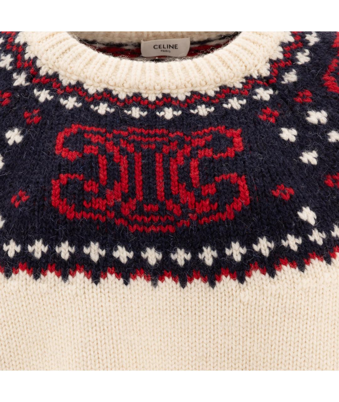 CELINE Бежевый шерстяной джемпер / свитер, фото 4