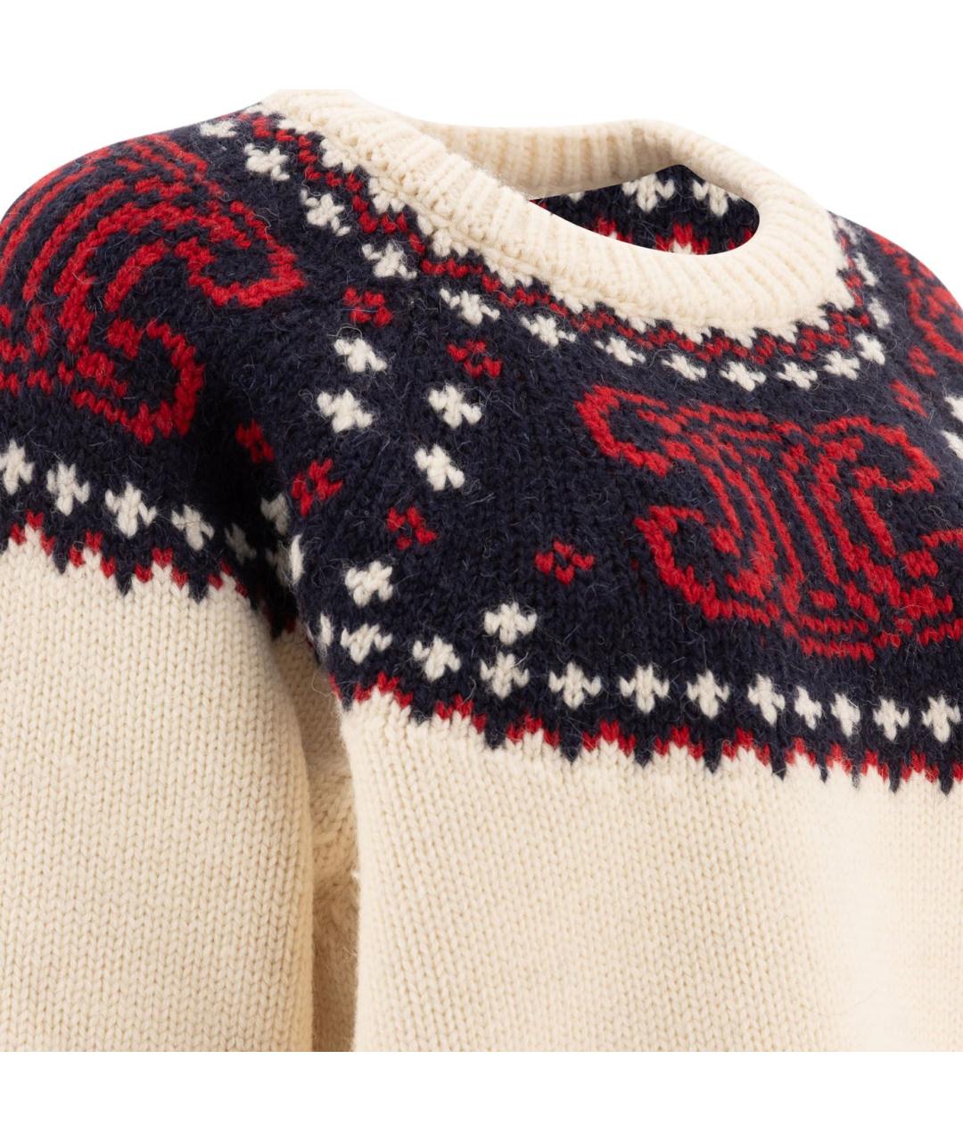 CELINE Бежевый шерстяной джемпер / свитер, фото 3