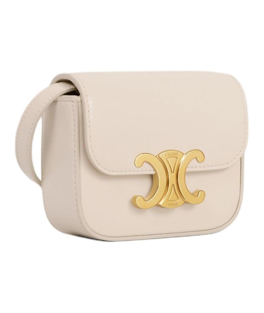CELINE Бежевая кожаная сумка через плечо, фото 3