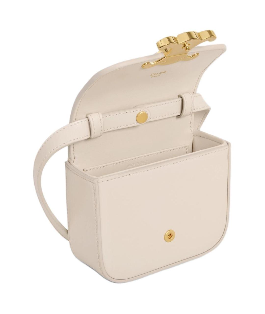 CELINE Бежевая кожаная сумка через плечо, фото 4