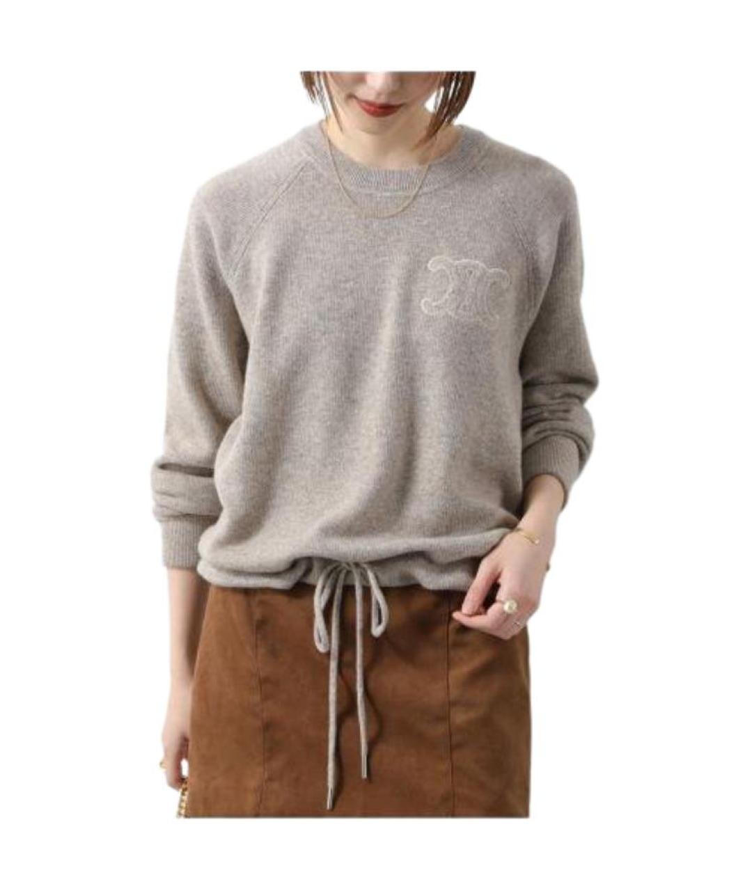 CELINE Бежевый шерстяной джемпер / свитер, фото 6