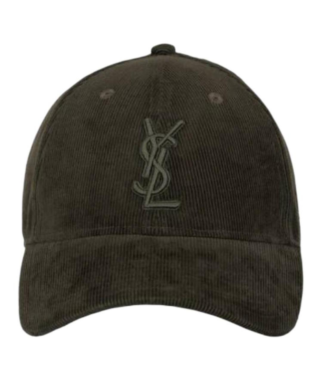 SAINT LAURENT Коричневая хлопковая кепка, фото 1